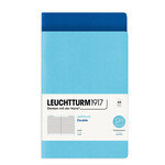 Leuchtturm A5 Jottbook Double Notebook, Ice Blue & Royal Blue, Ruled