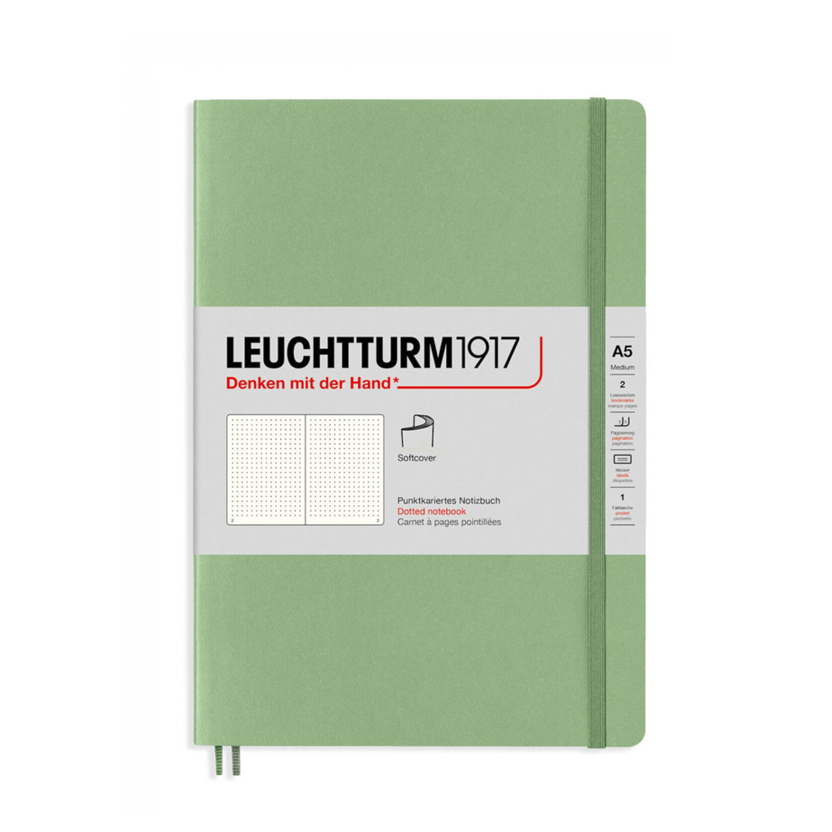 Leuchtturm Leuchtturm A5 Softcover Notebook, Sage, Dotted