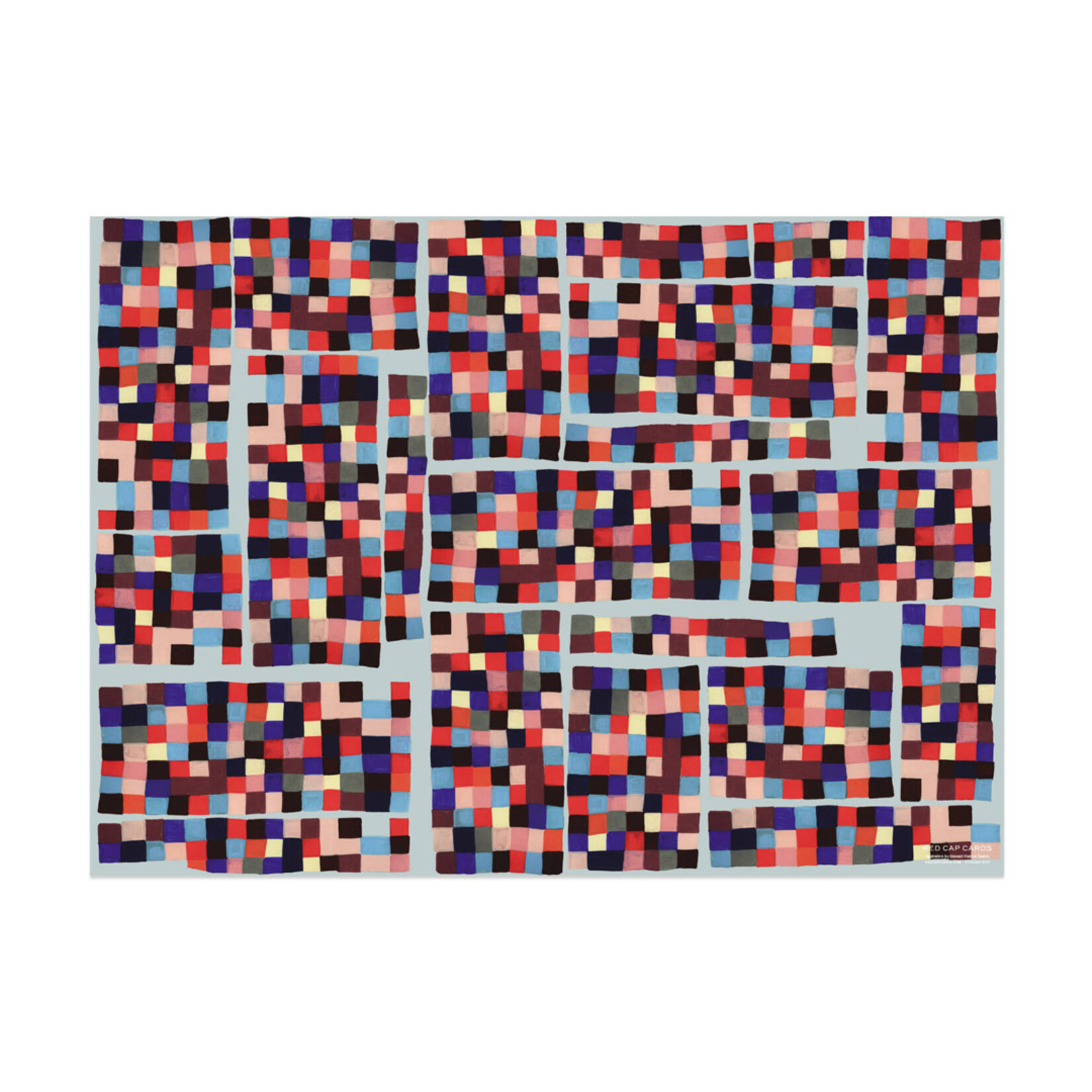Red Cap Cards Pixels Wrapping Paper Roll (3 Sheets)