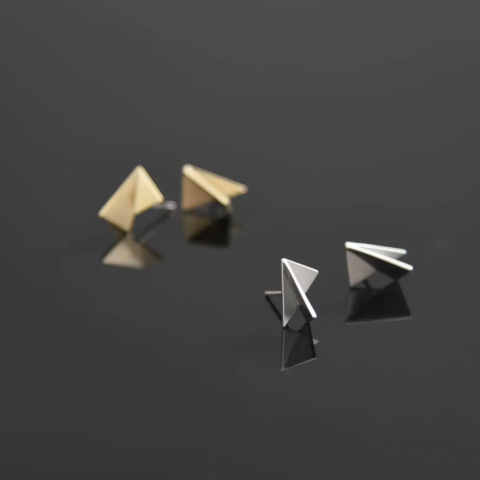PURSUITS PURSUITS Tri Fold Ear Studs (Satin Silver)