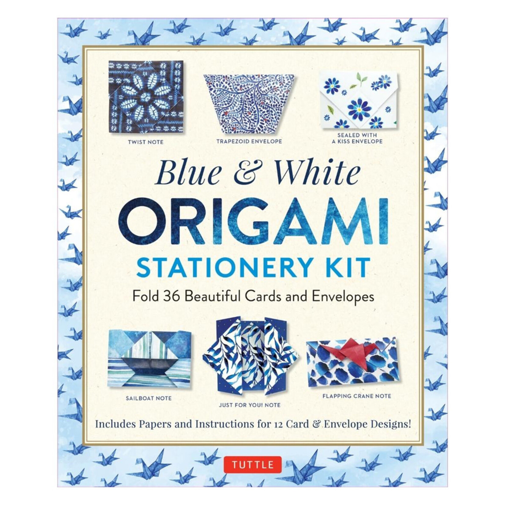Tuttle Blue and White Origami Stationary Kit