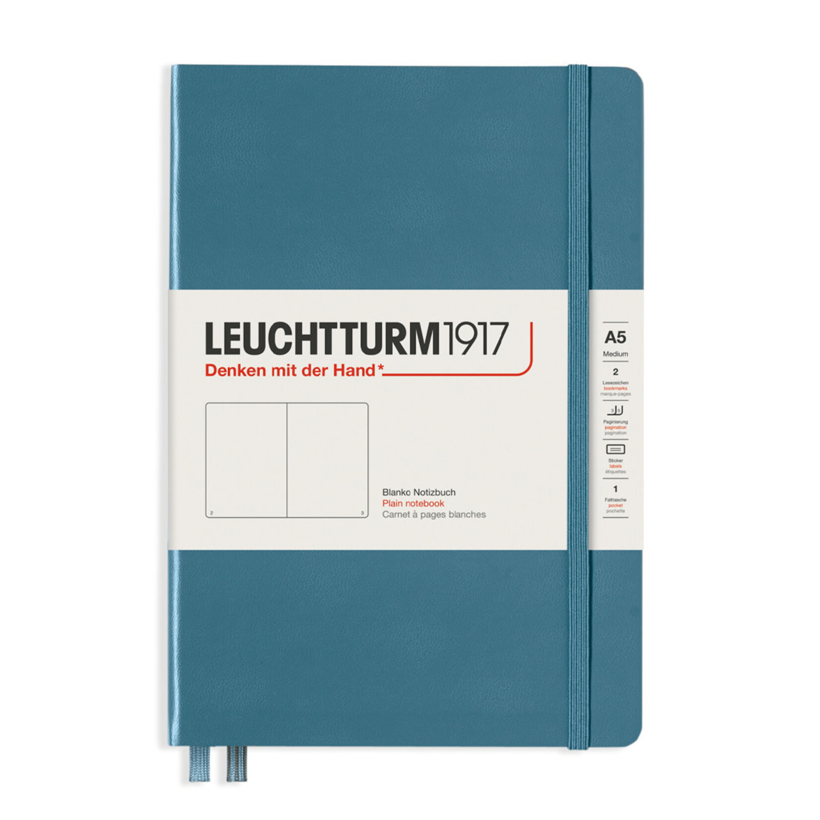 Leuchtturm Leuchtturm1917 Notebook, Medium (A5), Hardcover - Stone Blue, Plain