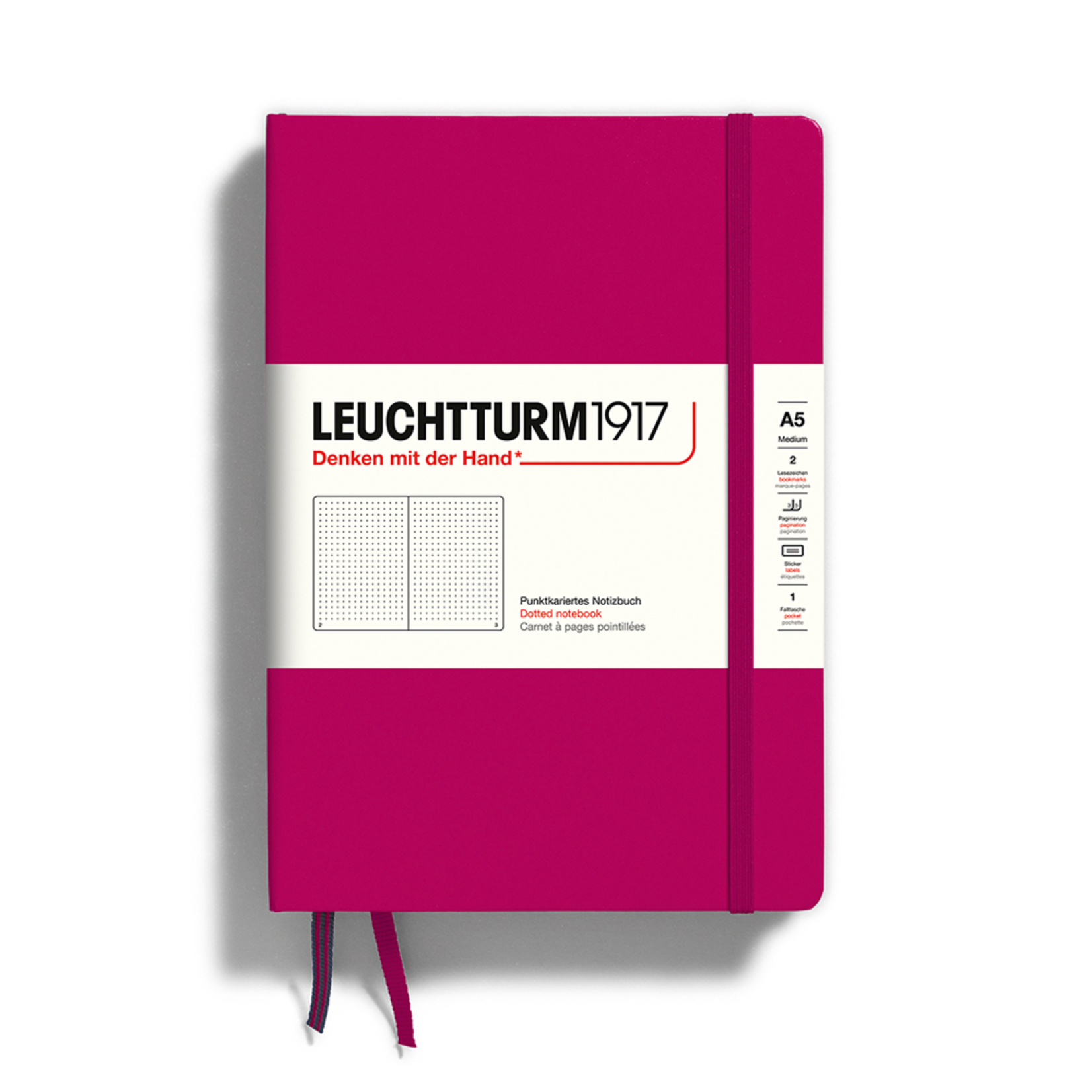 Leuchtturm A5 Hardcover Notebook, Berry, Dotted