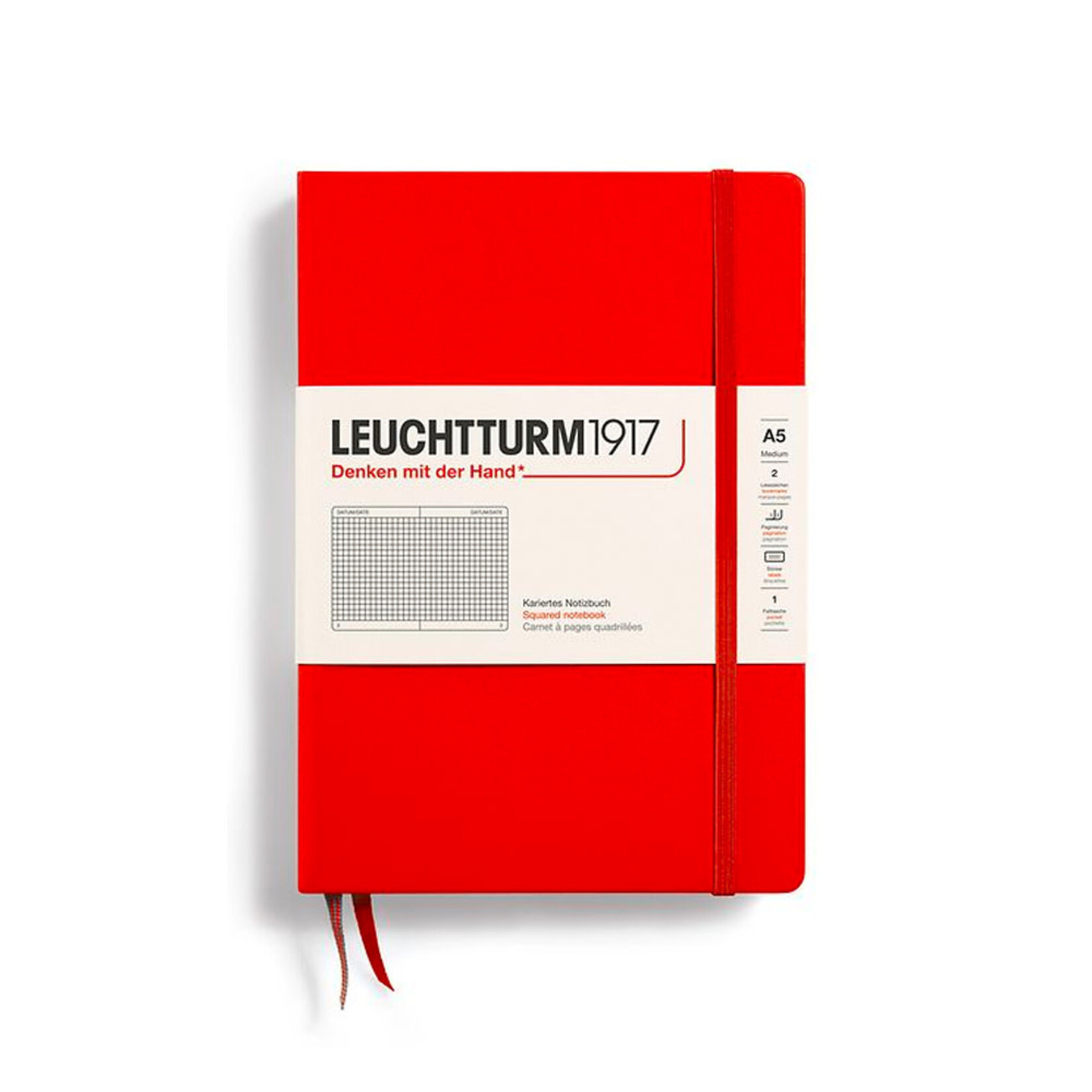 Leuchtturm Leuchtturm1917 Notebook, Medium (A5), Hardcover - Red, Squared