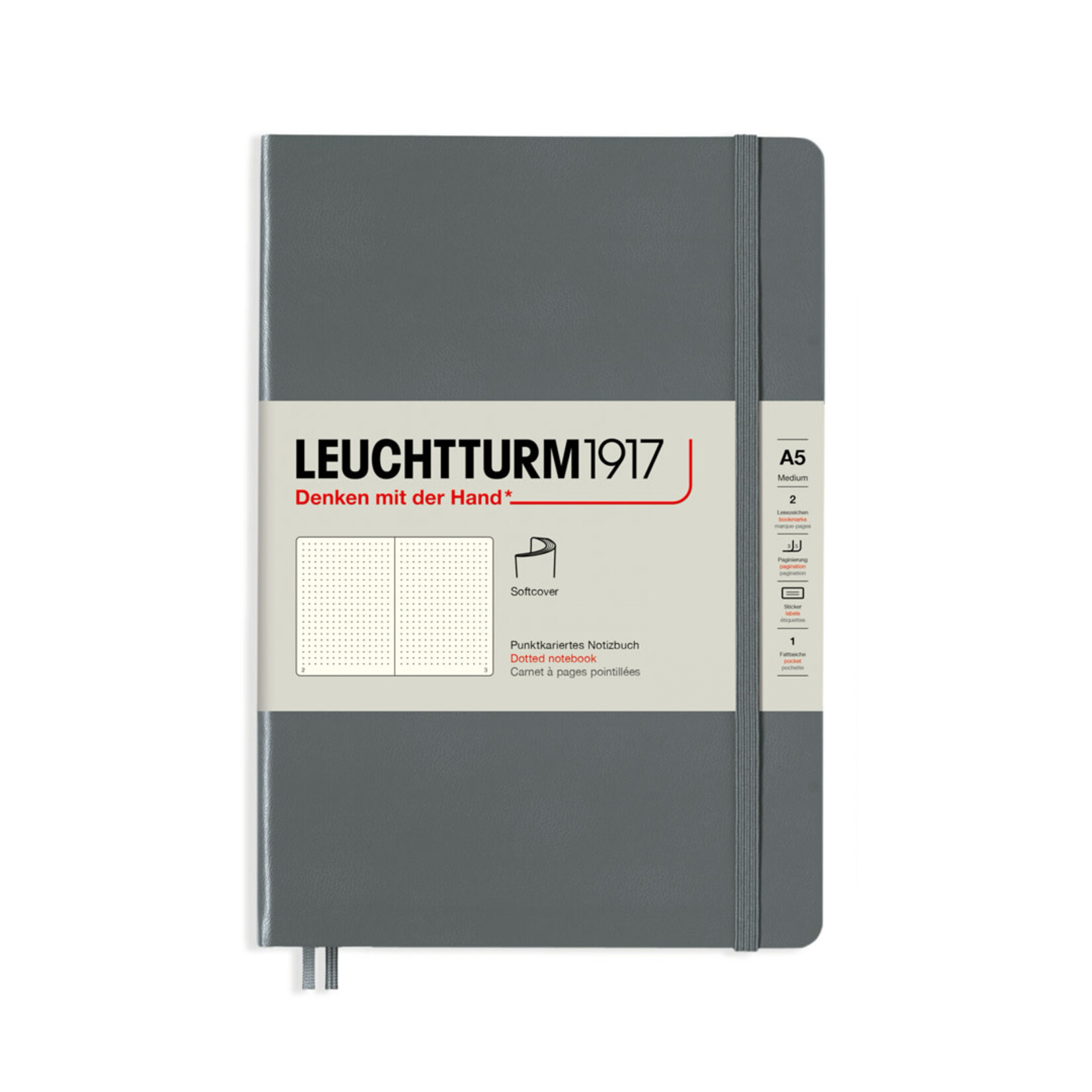 Leuchtturm Leuchtturm1917 Notebook, Medium (A5), Softcover - Anthracite, Dotted
