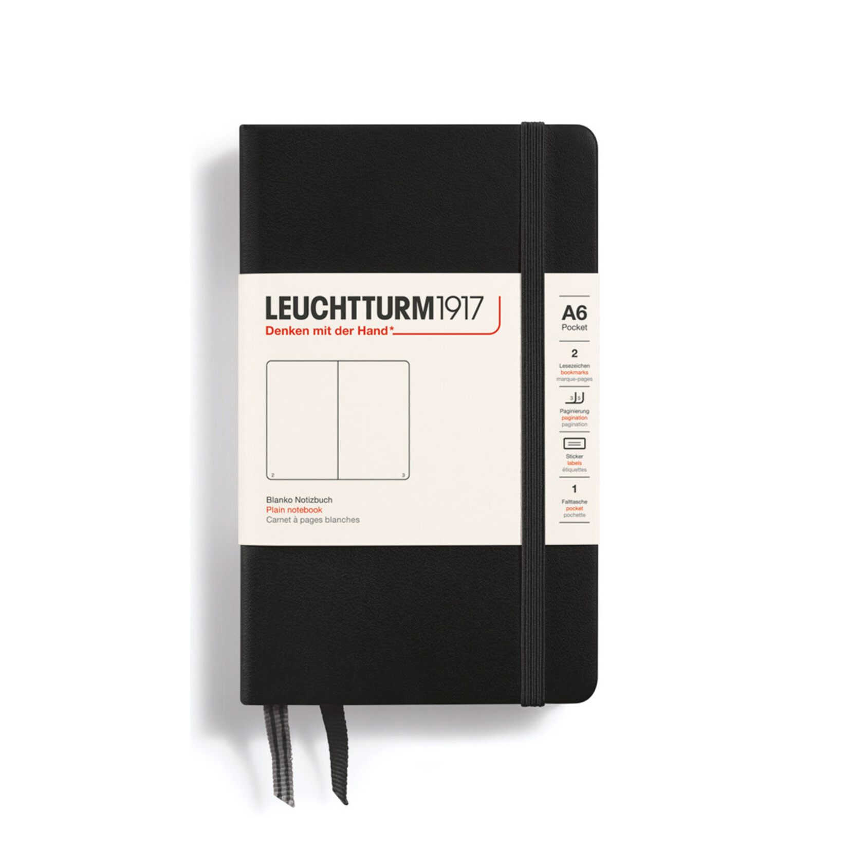 Leuchtturm Leuchtturm1917 Notebook, Pocket (A6), Hardcover - Black, Plain