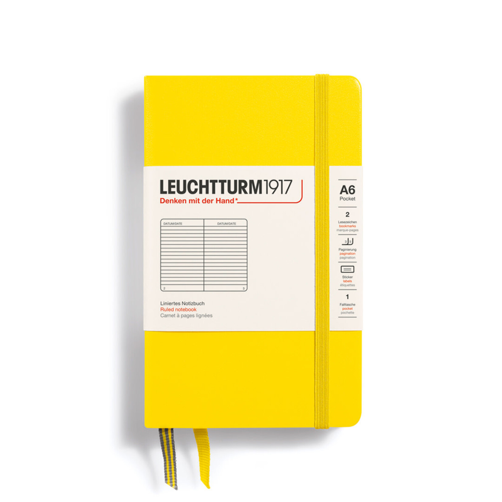 Leuchtturm Leuchtturm1917 Notebook, Pocket (A6), Hardcover - Lemon, Ruled