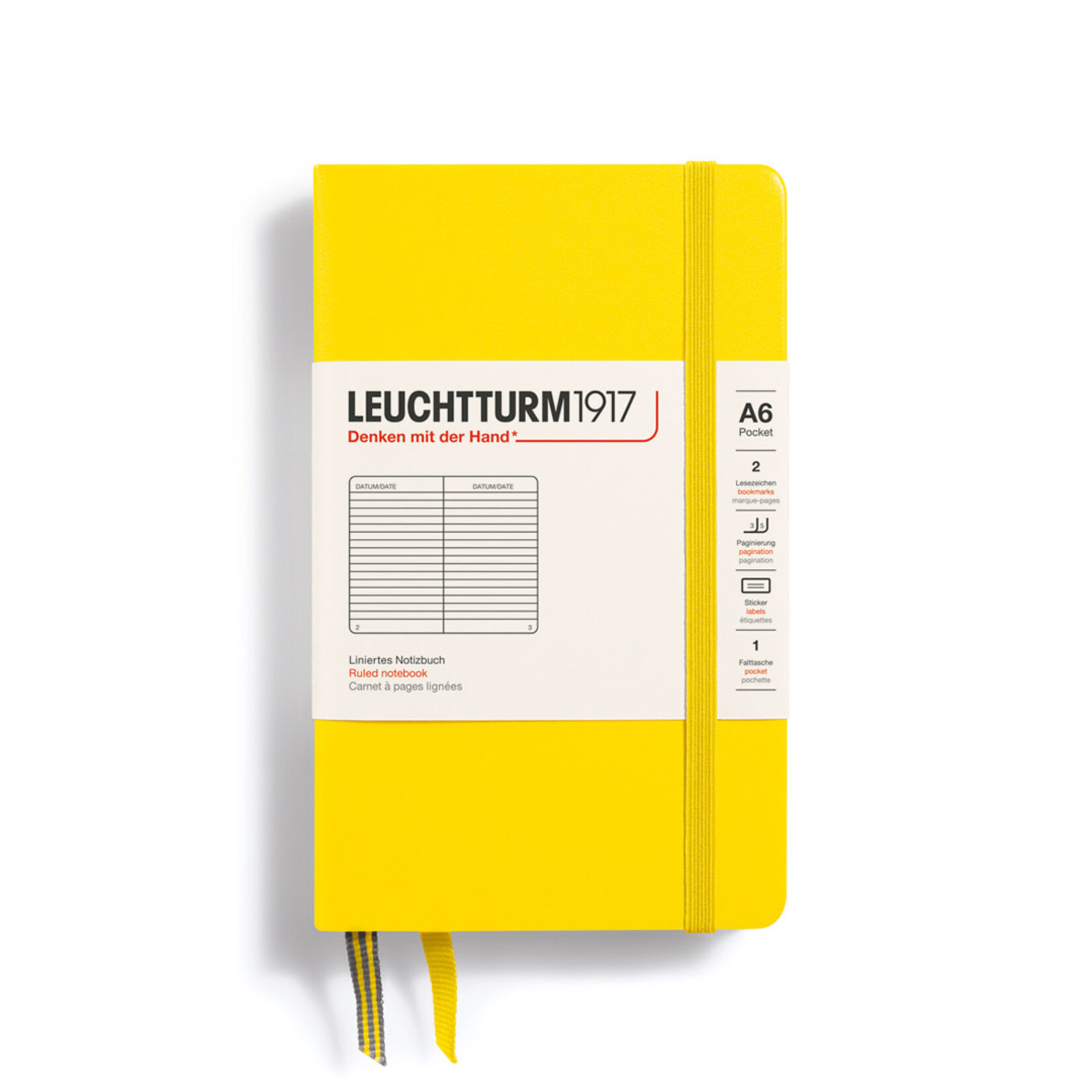 Leuchtturm Ruled Pocket Hardcover Notebook, Lemon