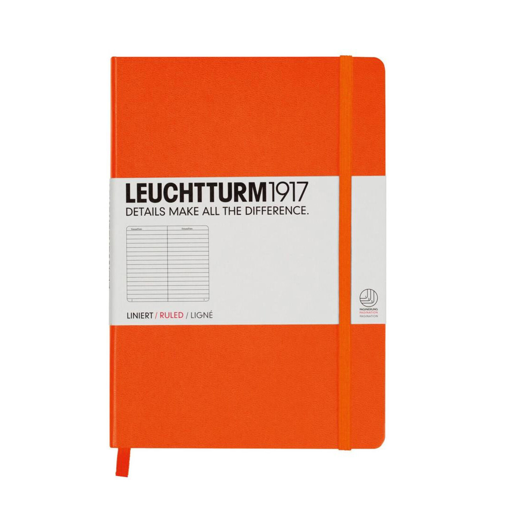 Leuchtturm A5 Hardcover Notebook, Orange, Ruled