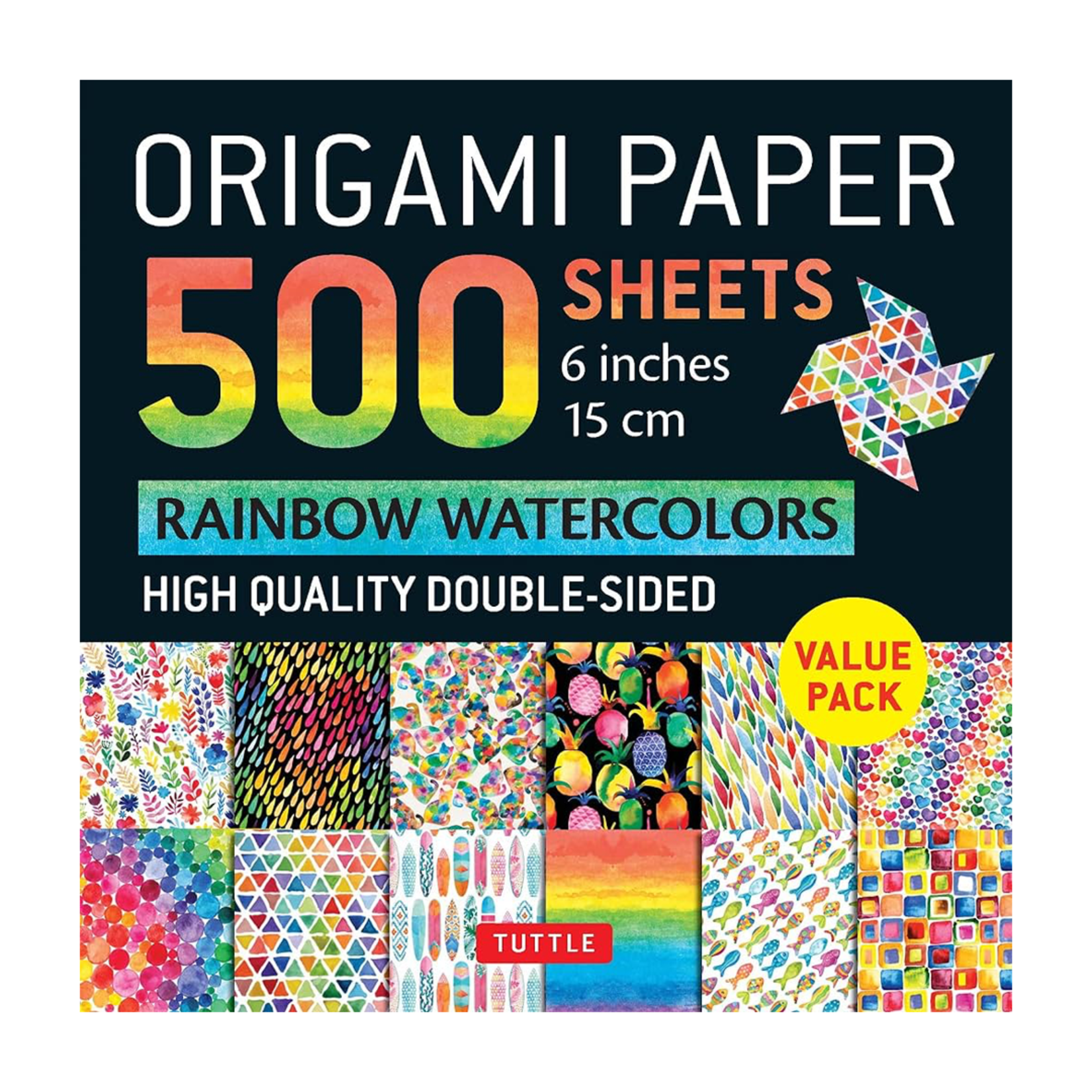 Tuttle Origami Paper, 500 Sheets, 6x6" - Rainbow Watercolors