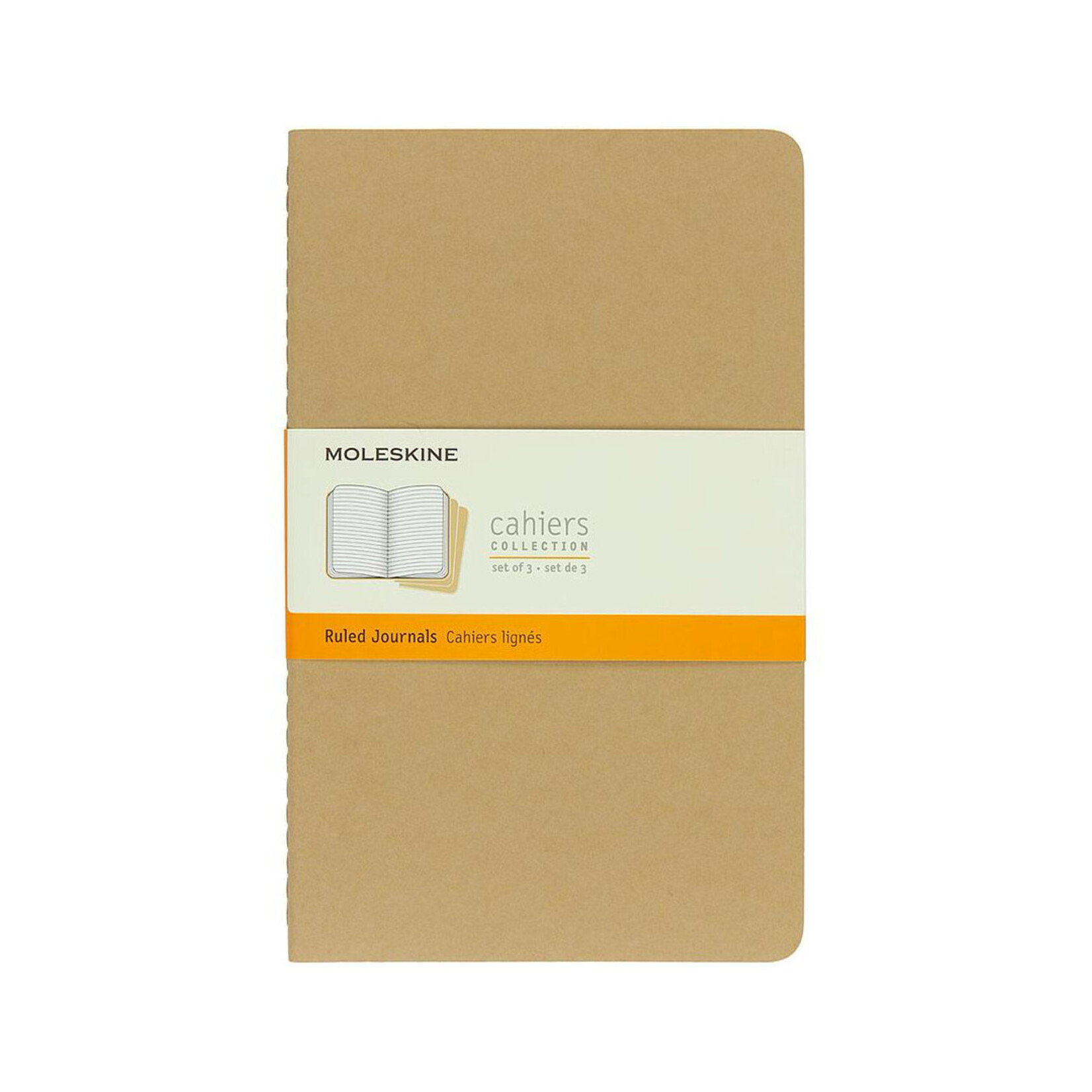 Moleskine Moleskine Cahier Journal, Large, Softcover - Kraft, Ruled (Set of 3)
