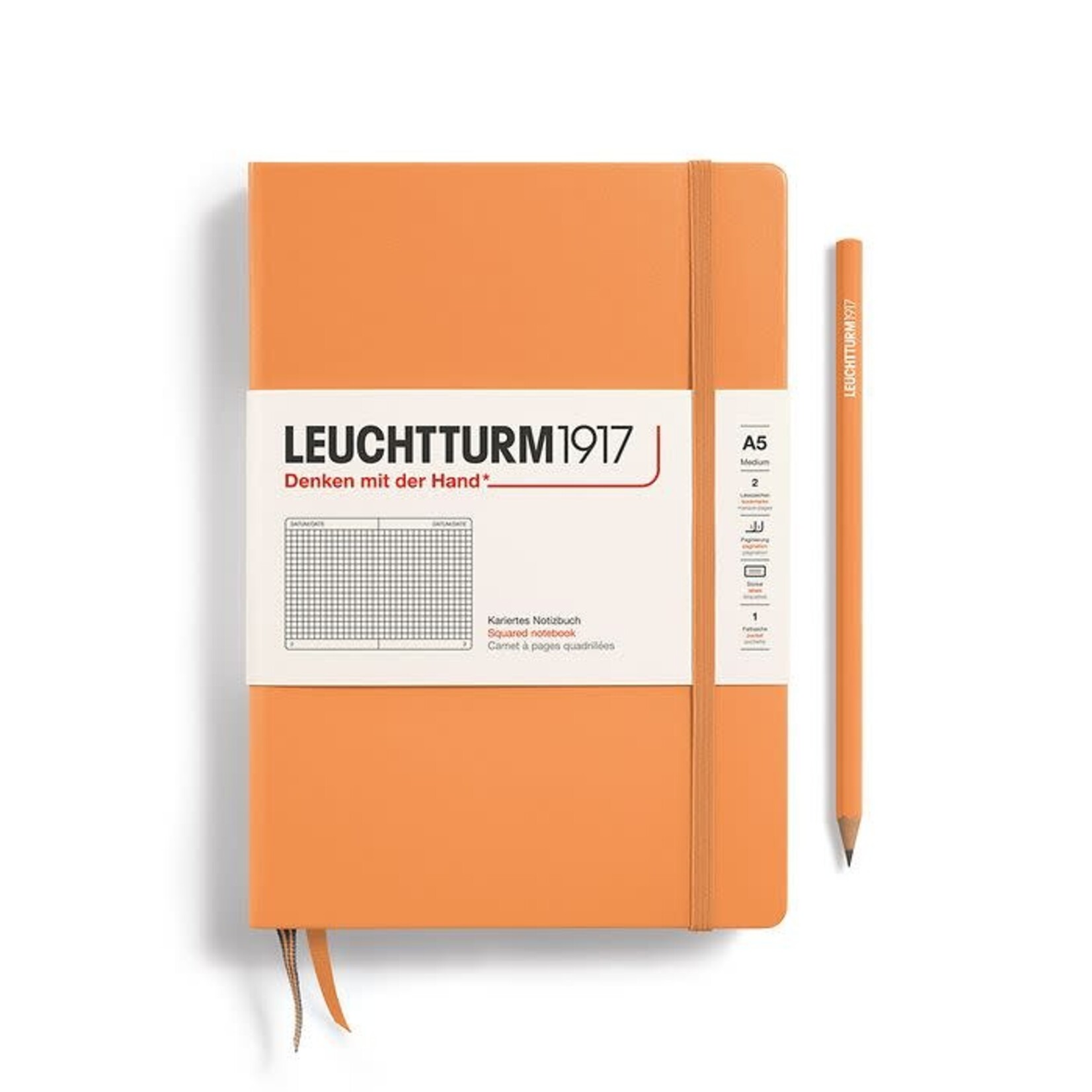 Leuchtturm A5 Hardcover Notebook, Apricot, Squared