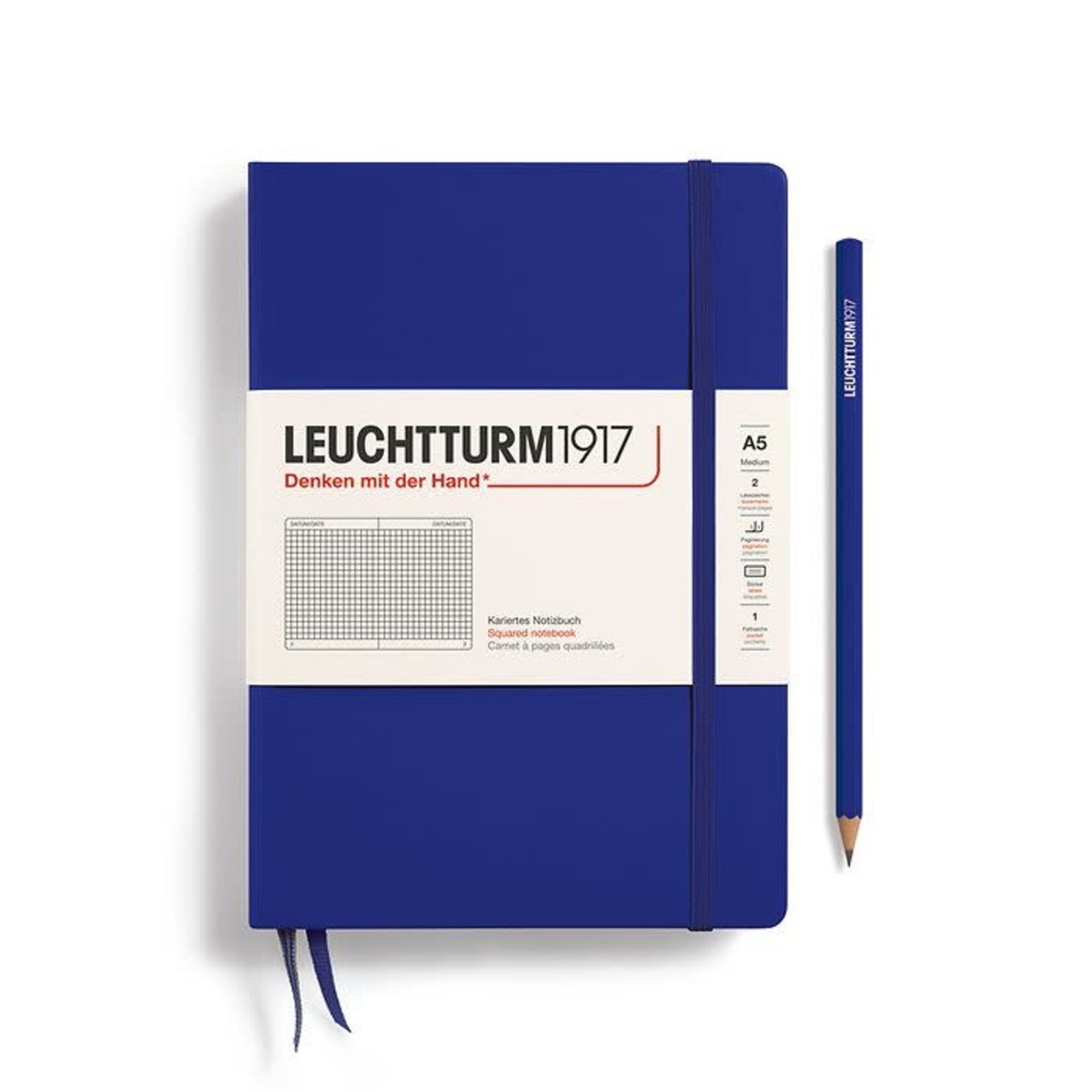 Leuchtturm Leuchtturm1917 Notebook, Medium (A5), Hardcover - Ink, Squared
