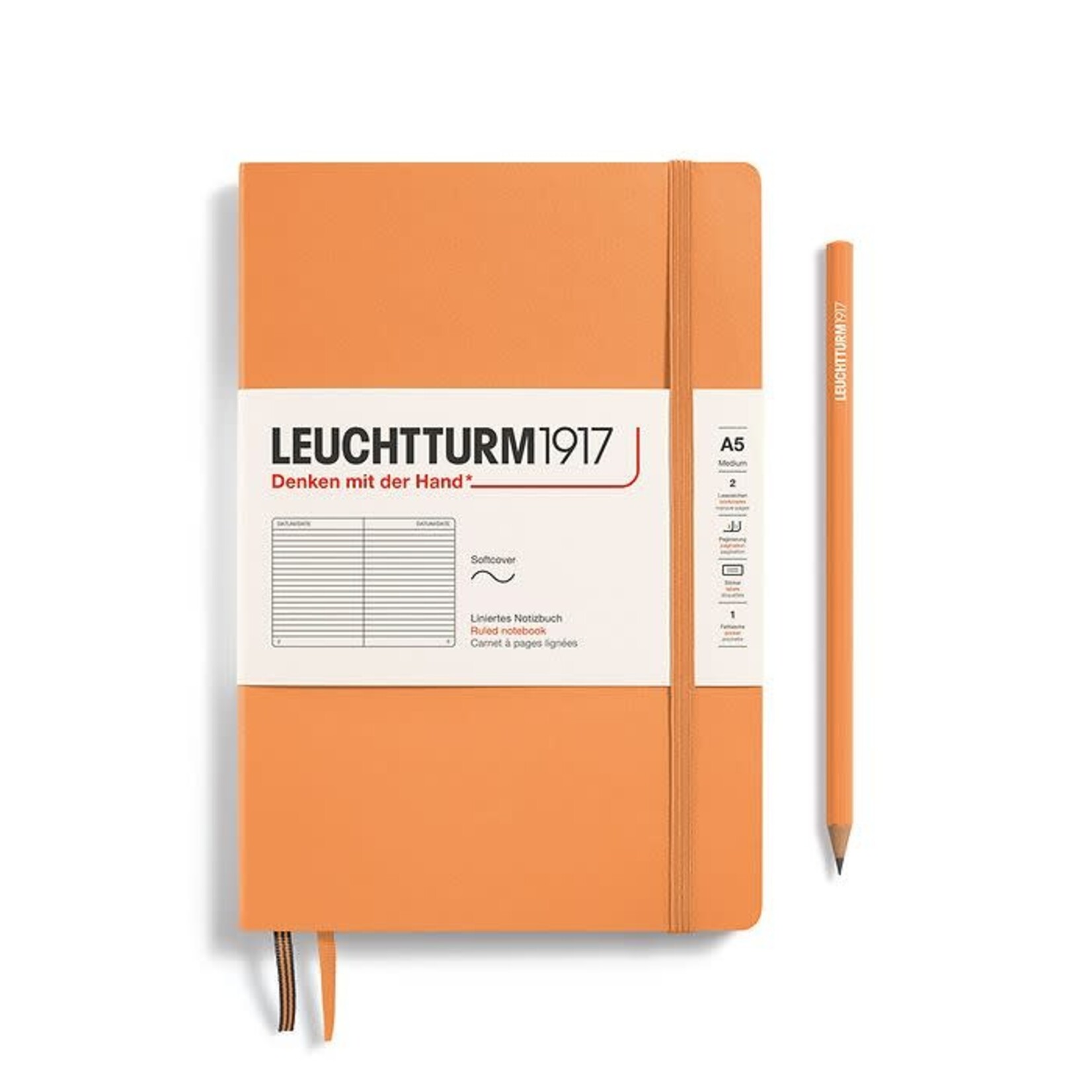 Leuchtturm Leuchtturm1917 Notebook, Medium (A5), Softcover - Apricot, Ruled