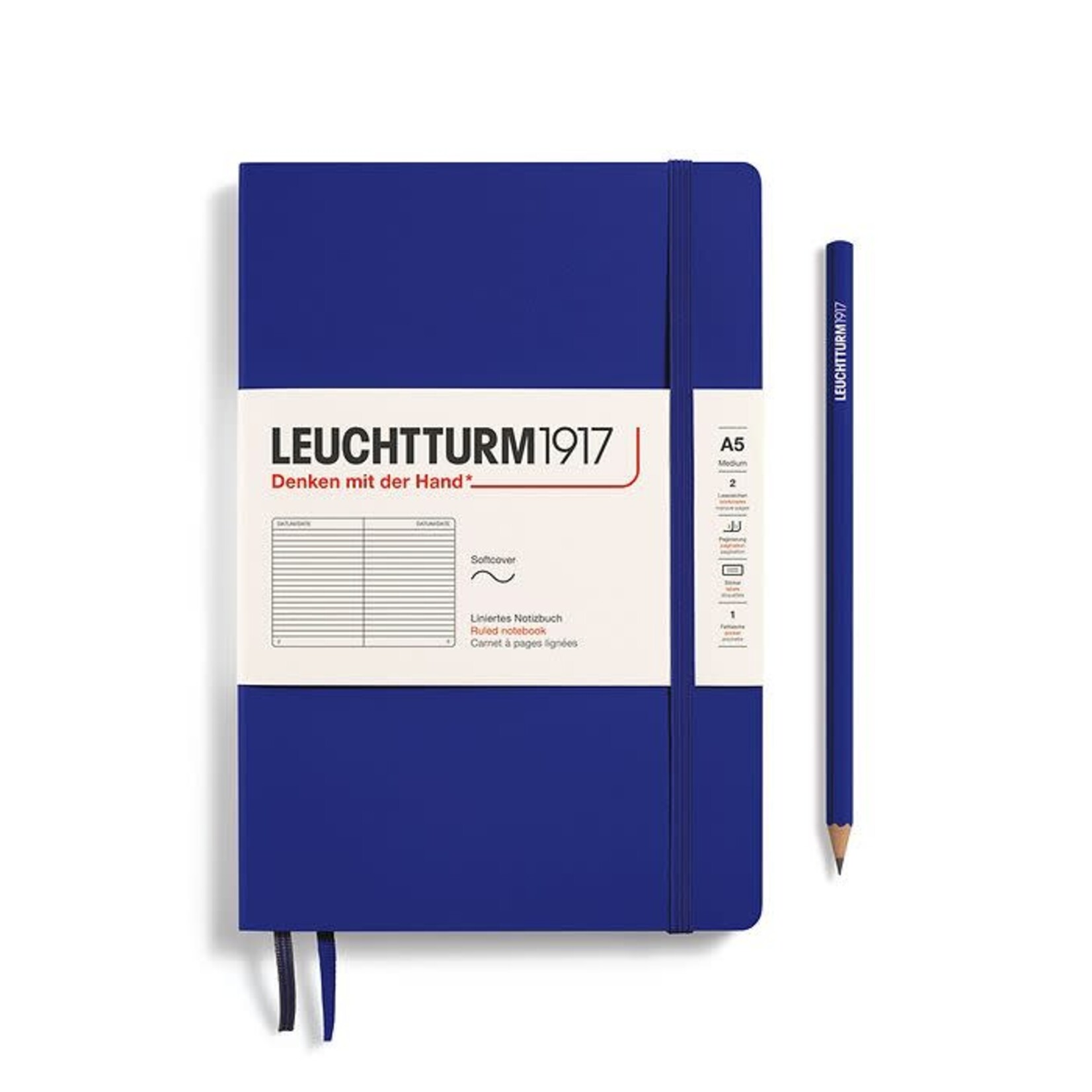 Leuchtturm Leuchtturm1917 Notebook, Medium (A5), Softcover - Ink, Ruled