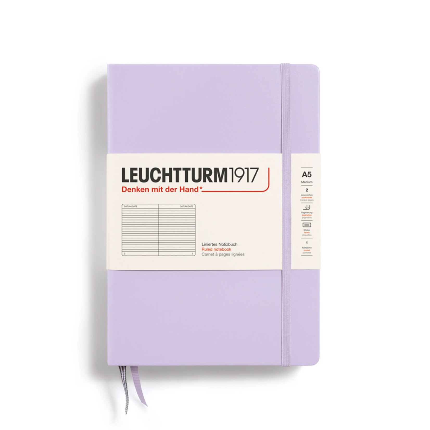 Leuchtturm Leuchtturm1917 Notebook, Medium (A5), Hardcover - Lilac, Ruled