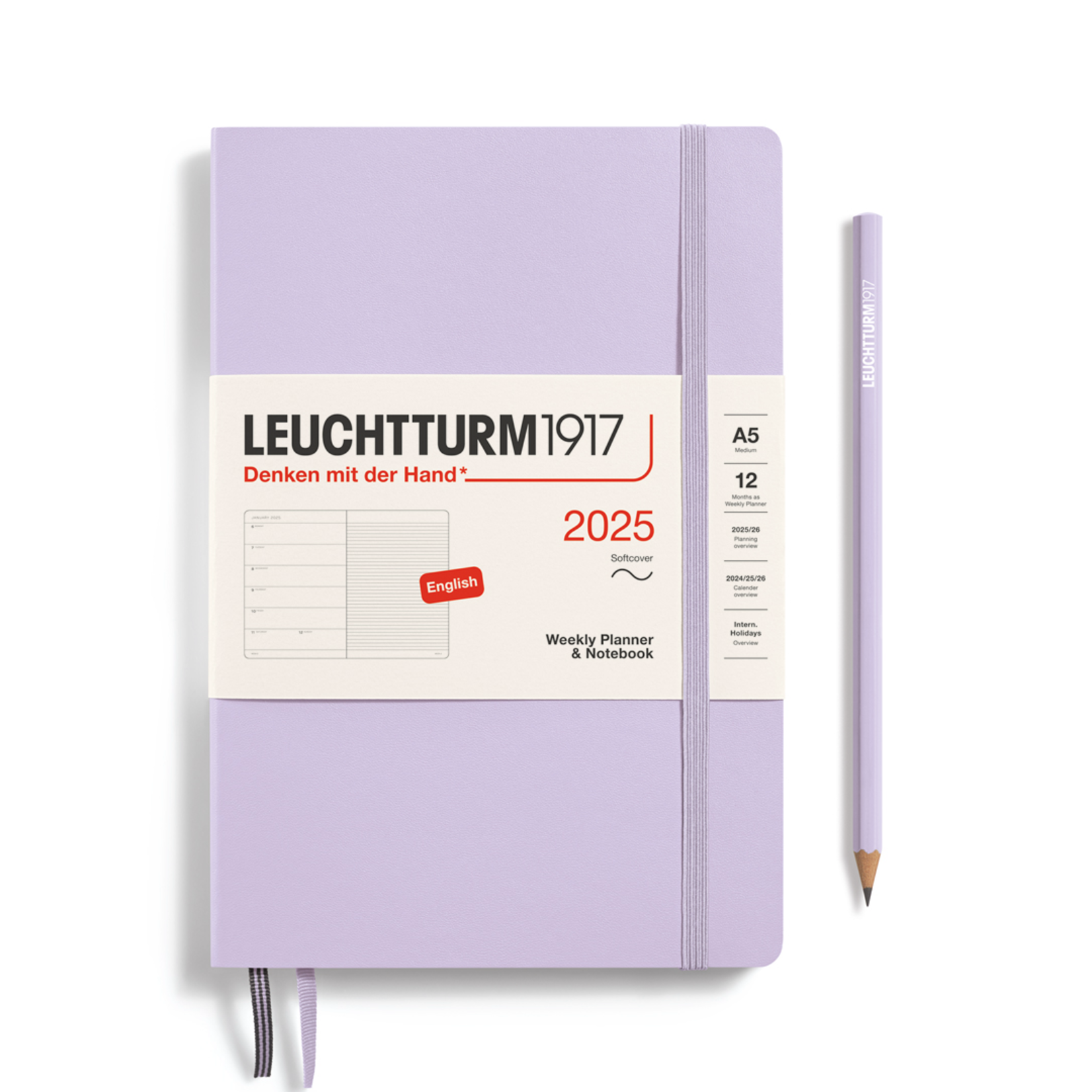 Leuchtturm Leuchtturm1917 Weekly 2025 Planner Medium Softcover (A5), Lilac