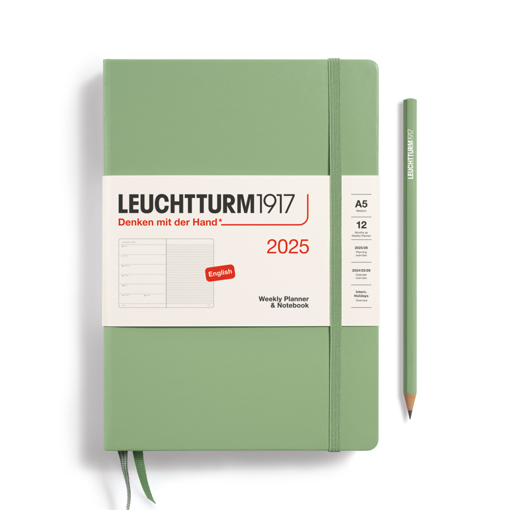 Leuchtturm Leuchtturm1917 Weekly Planner Medium (A5) 2025, Sage