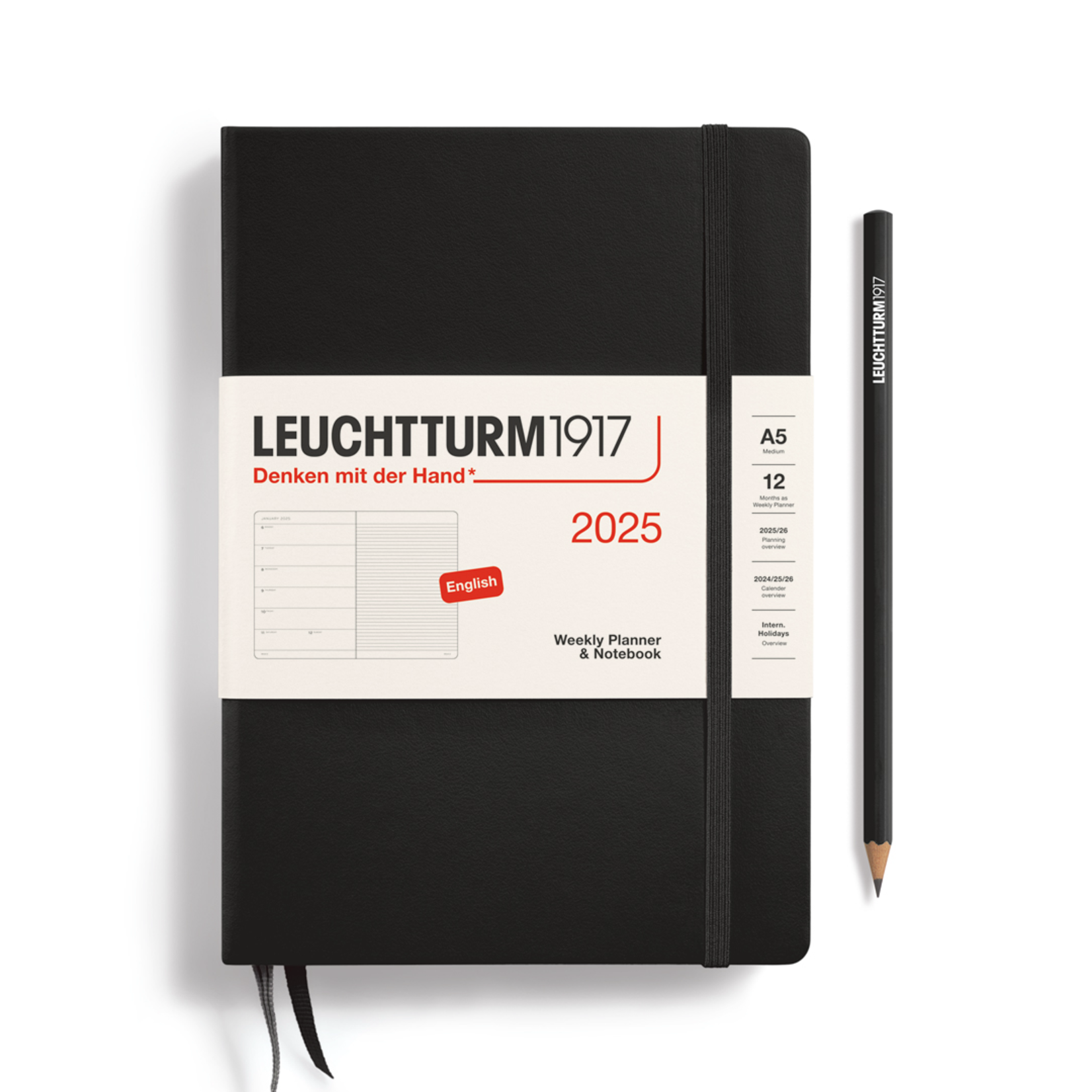 Leuchtturm Leuchtturm1917 Weekly Planner Medium (A5) 2025, Black