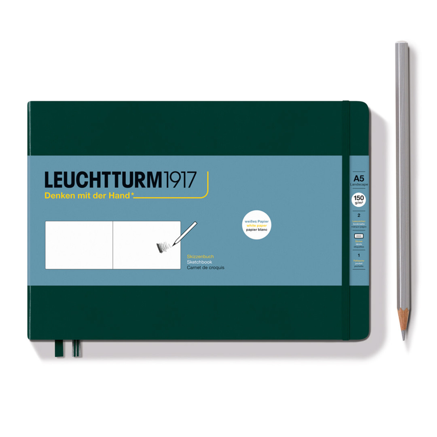 Leuchtturm Leuchtturm1917 Sketchbook, Landscape Medium (A5), Hardcover - Forest Green