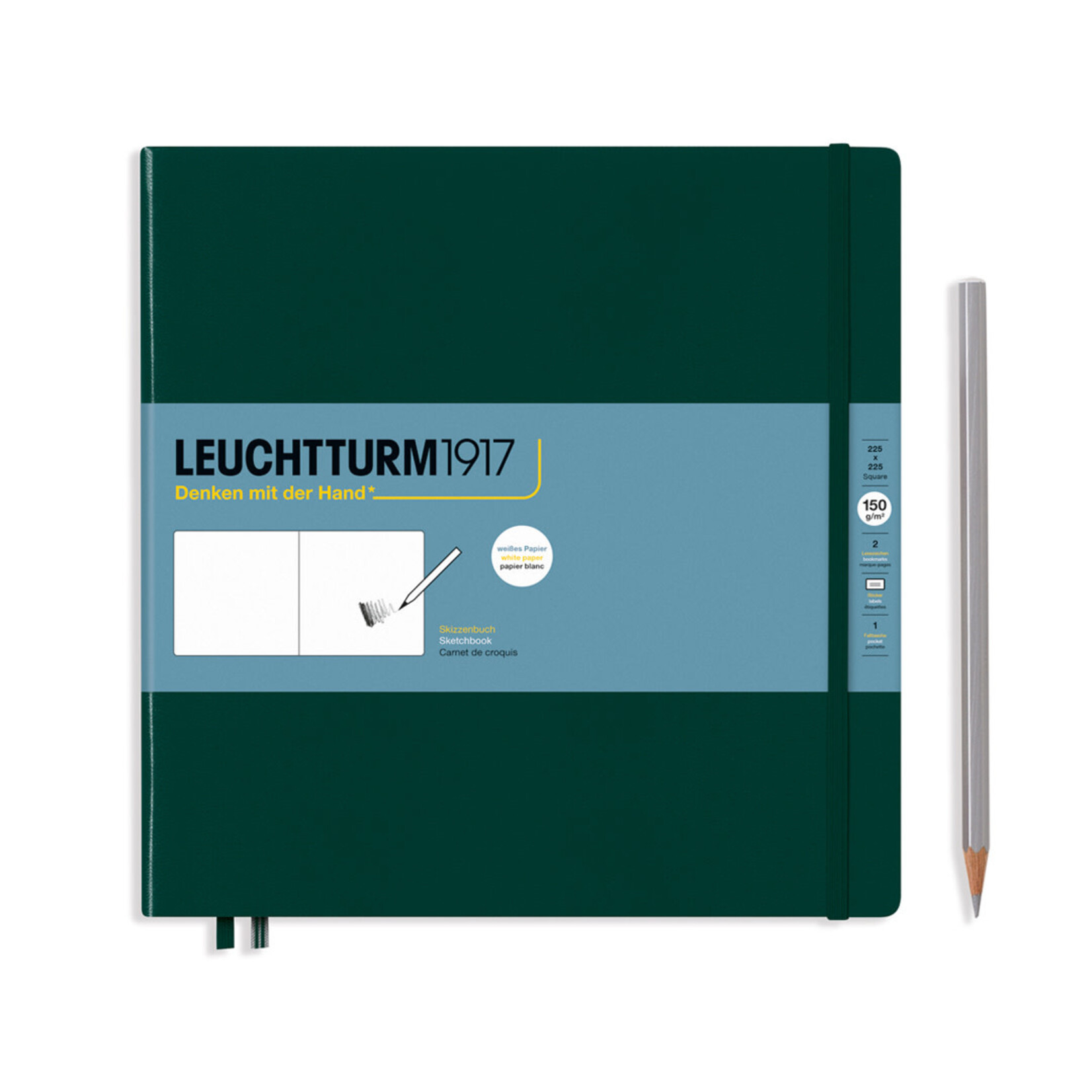 Leuchtturm Leuchtturm1917 Sketchbook, Square, Hardcover - Forest Green