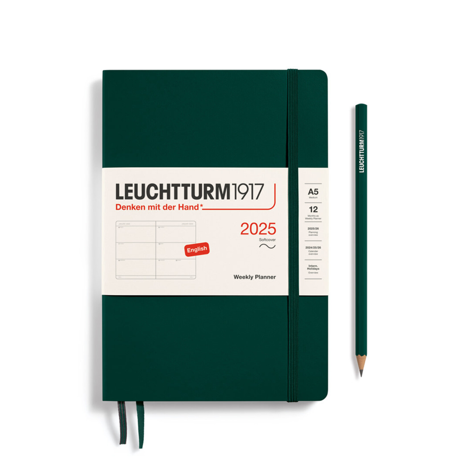 Leuchtturm Leuchtturm1917 Weekly Planner 2025, A5, softcover - Forest Green