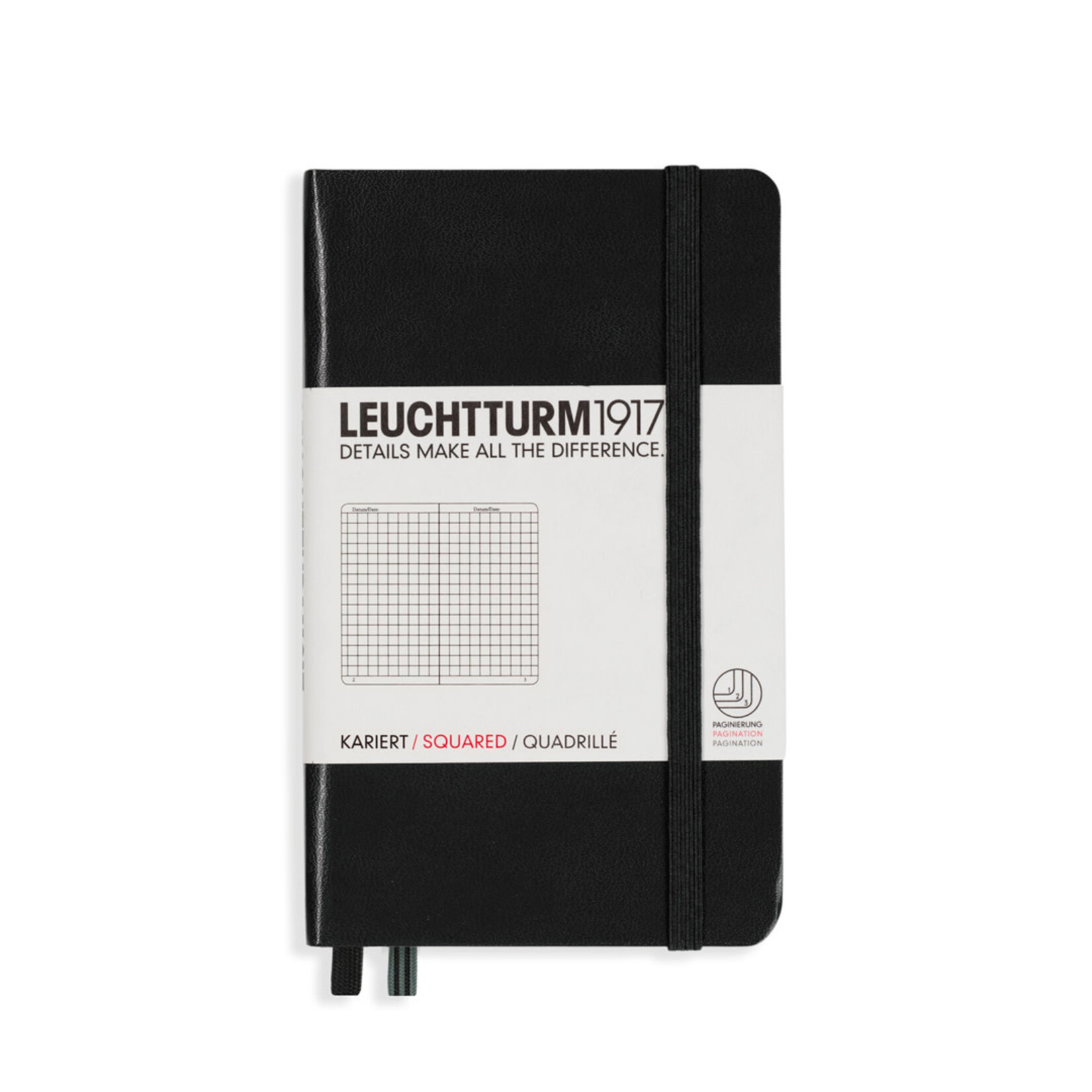 Leuchtturm Leuchtturm Pocket Hardcover Notebook - Black, Squared