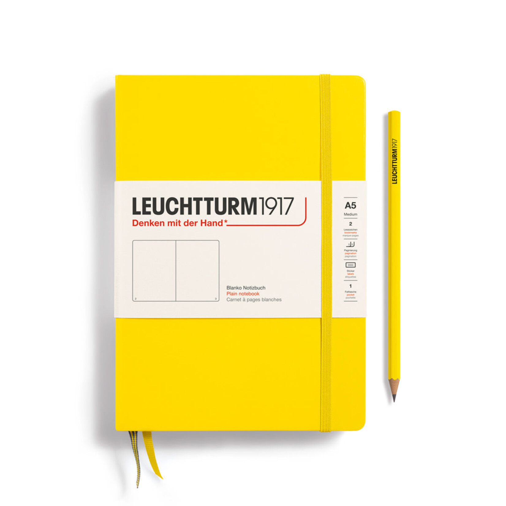 Leuchtturm Leuchtturm1917 Notebook, Medium (A5), Hardcover - Lemon, Plain