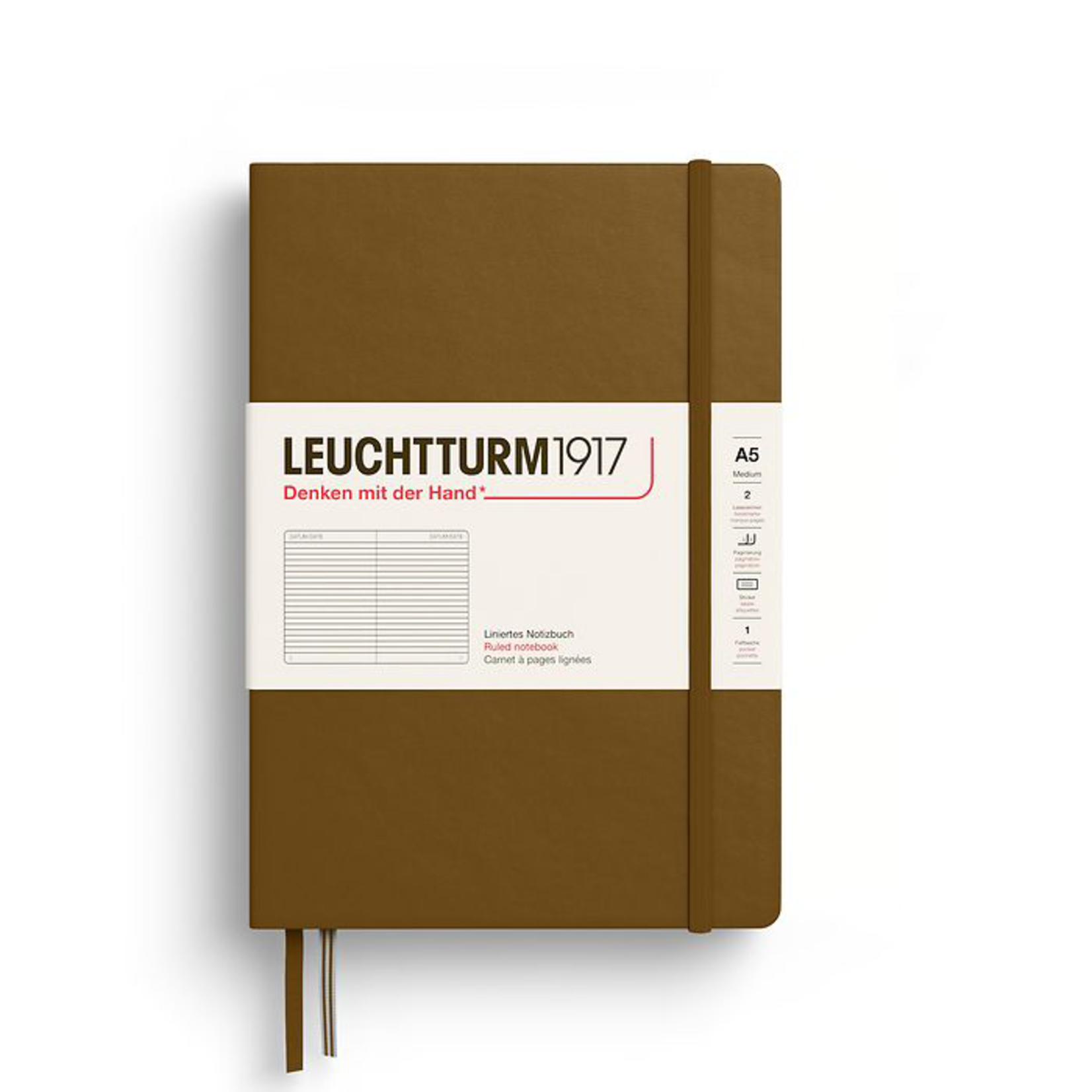 Leuchtturm Leuchtturm1917 Notebook, Medium (A5), Hardcover - Spice Brown, Ruled