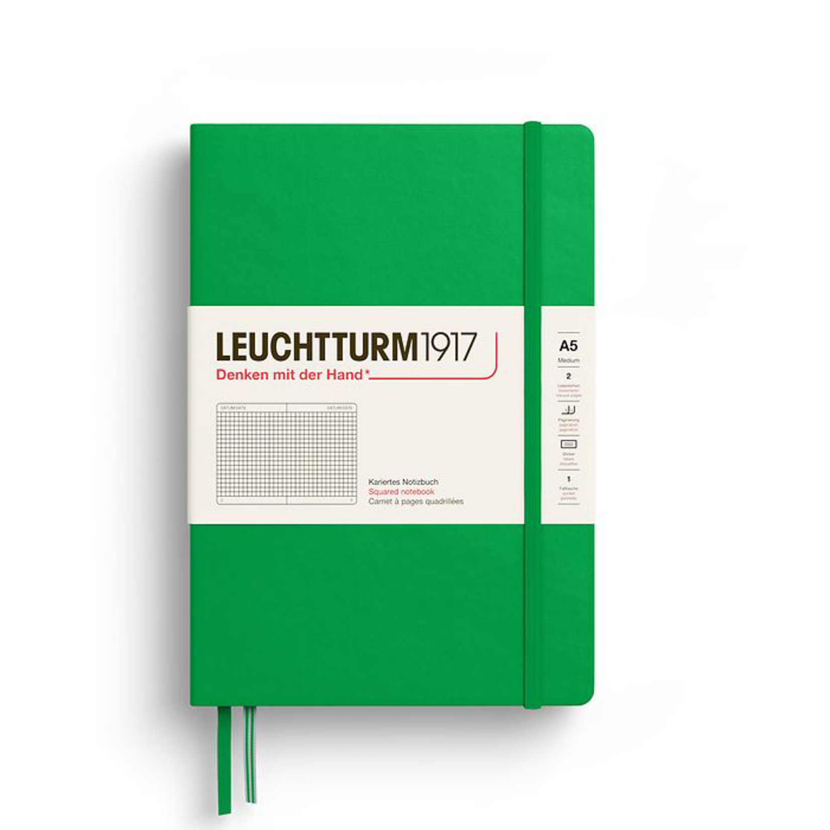 Leuchtturm Leuchtturm A5 Hardcover Notebook, Spring Leaf, Squared