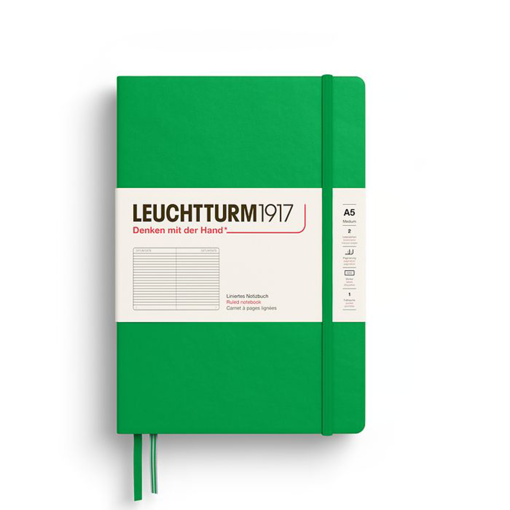 Leuchtturm Leuchtturm1917 Notebook, Medium (A5), Hardcover - Spring Leaf, Ruled