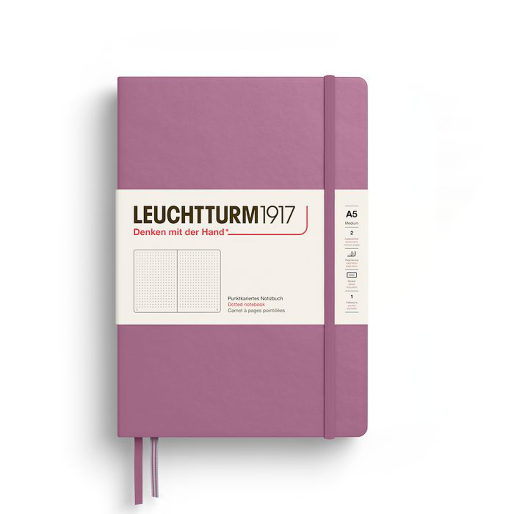 Leuchtturm Leuchtturm A5 Hardcover Notebook, Dusty Rose, Dotted