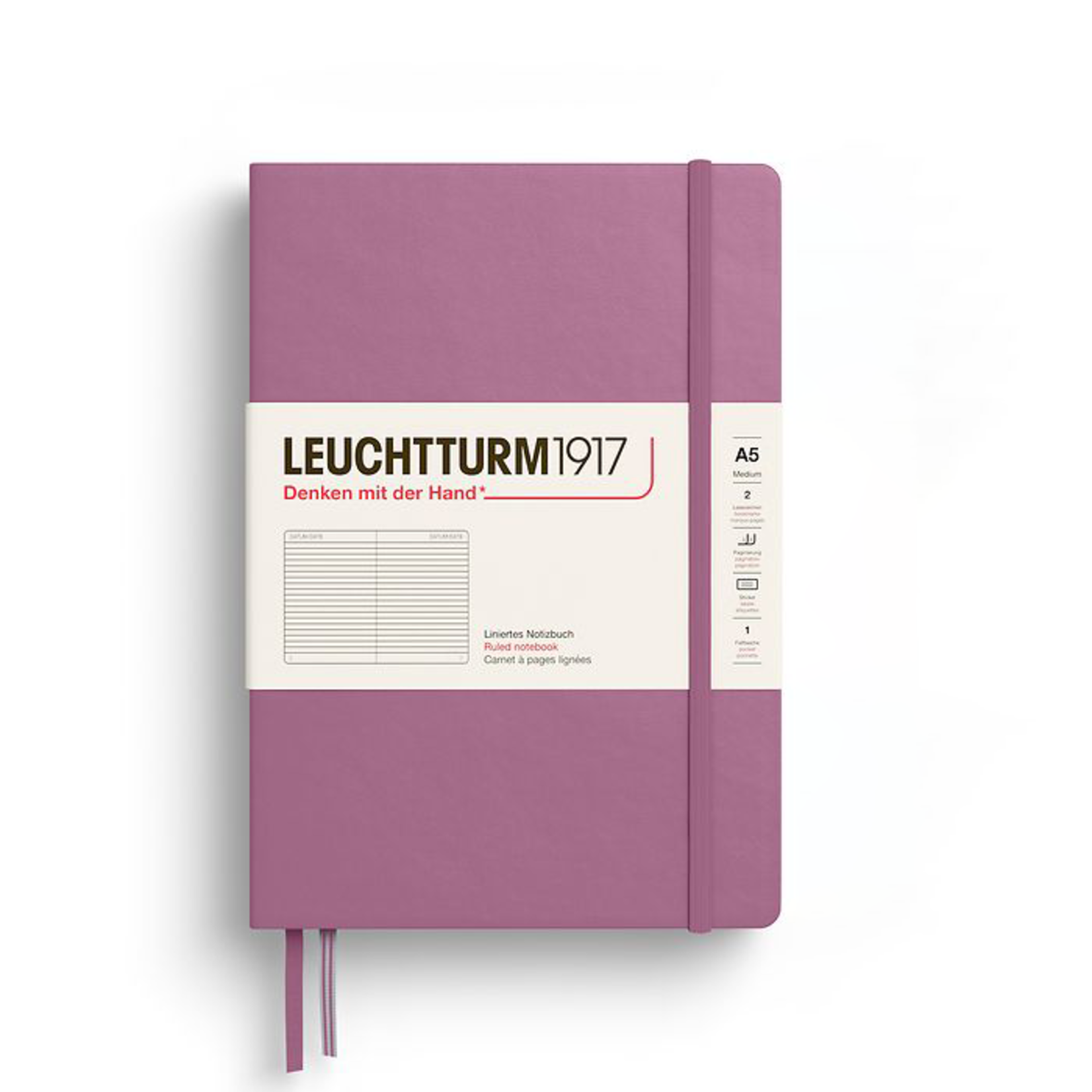 Leuchtturm Leuchtturm1917 Notebook, Medium (A5), Hardcover - Dusty Rose, Ruled
