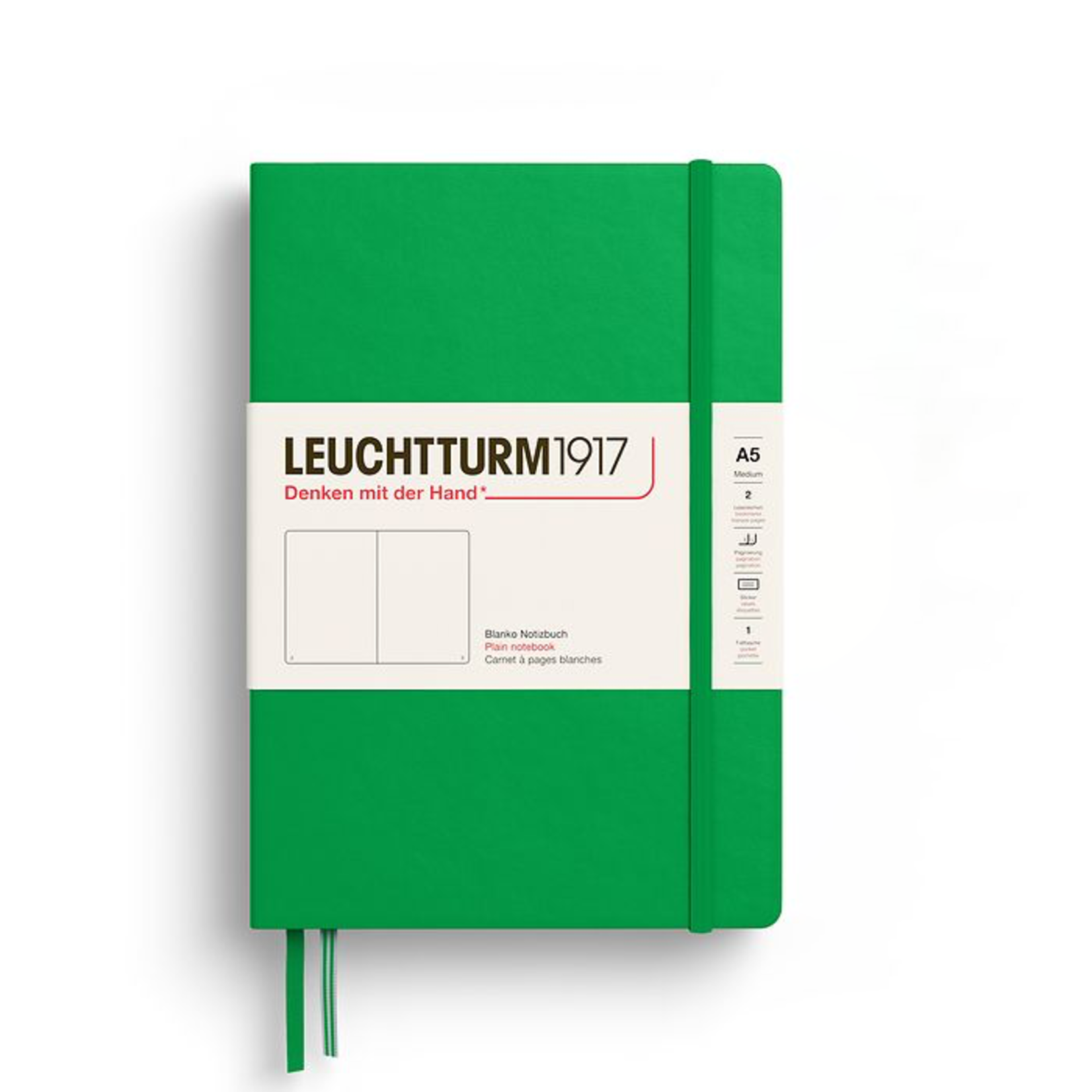 Leuchtturm Leuchtturm1917 Notebook, Medium (A5), Hardcover - Spring Leaf, Plain