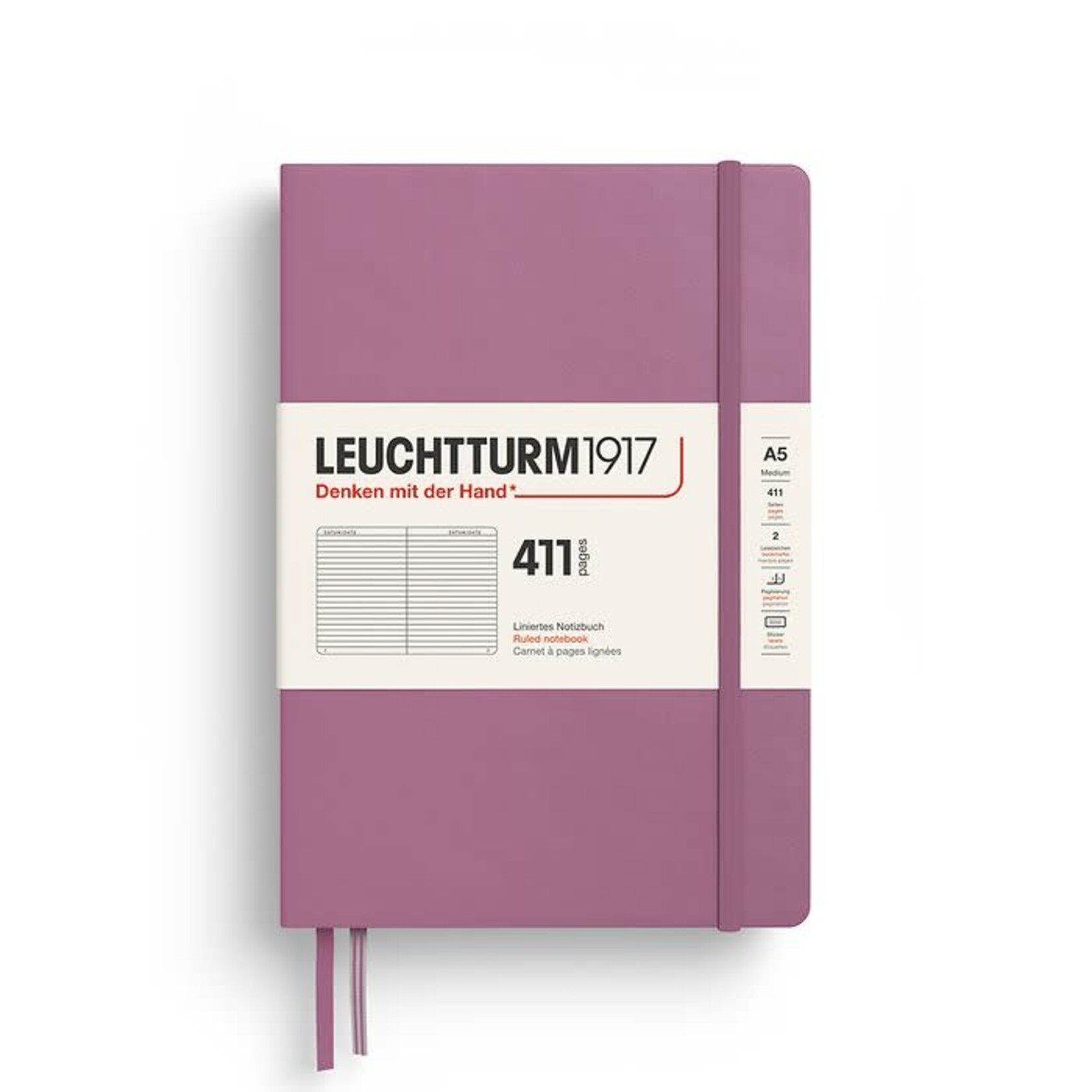 Leuchtturm Leuchtturm A5 Hardcover 411 Notebook, Dusty Rose, Ruled