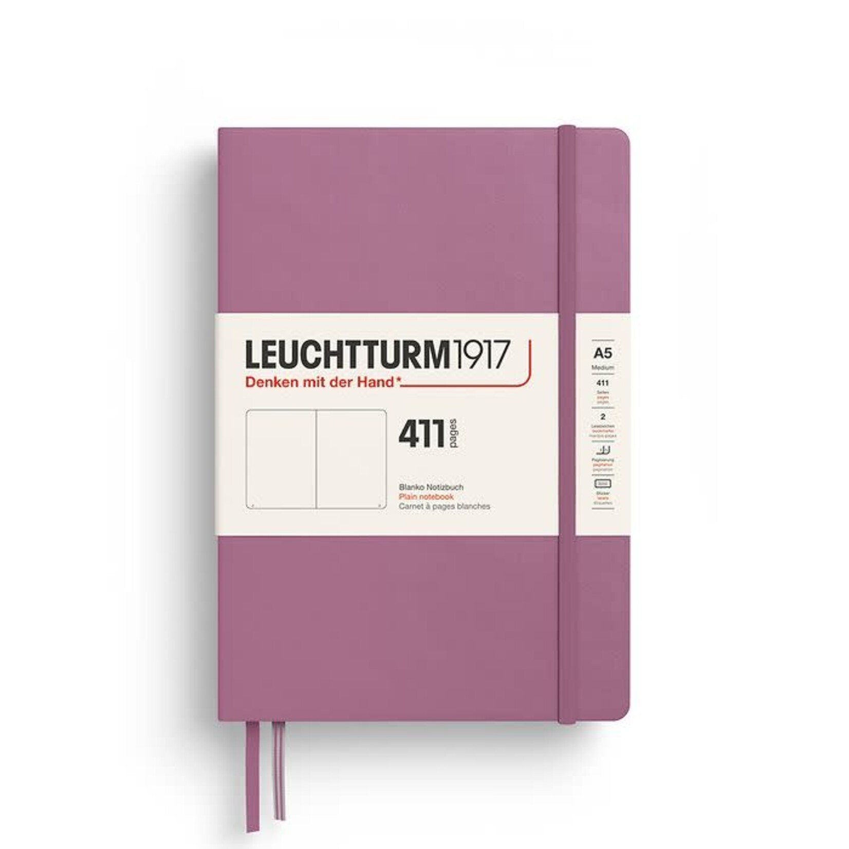 Leuchtturm Leuchtturm A5 Hardcover 411 Notebook, Dusty Rose, Plain