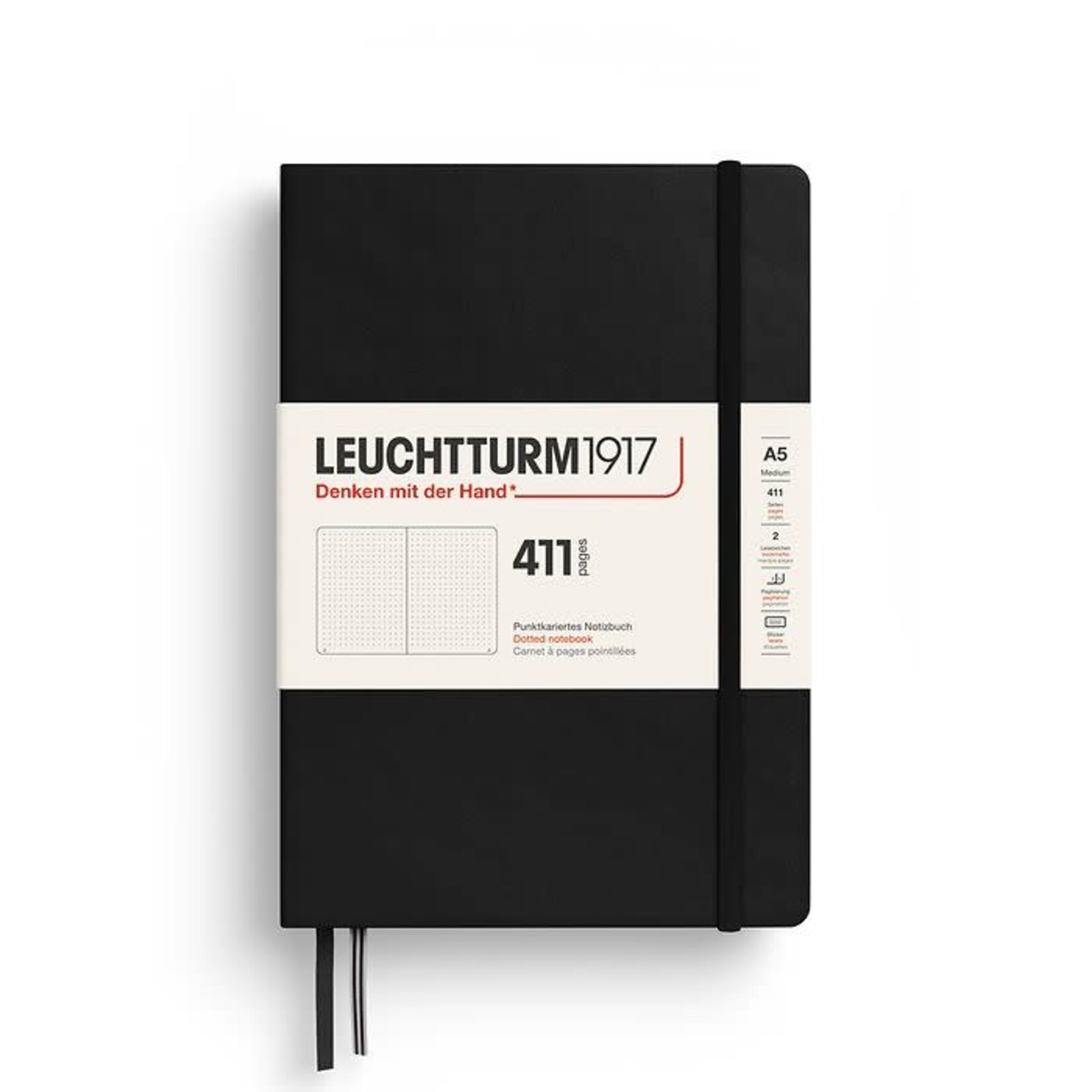 Leuchtturm Leuchtturm1917 411 Notebook, Medium (A5), Hardcover - Black, Dotted