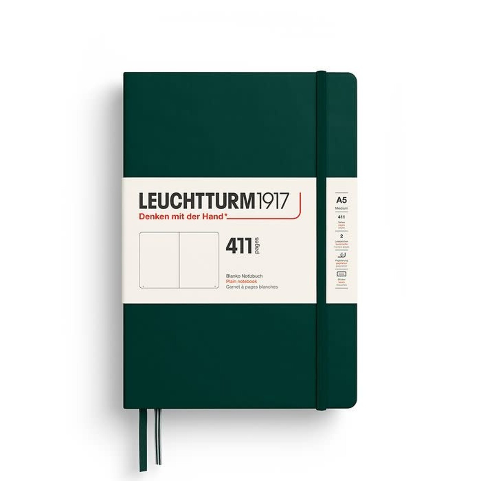 Leuchtturm Leuchtturm1917 A5 Hardcover 411 Notebook - Forest Green, Plain