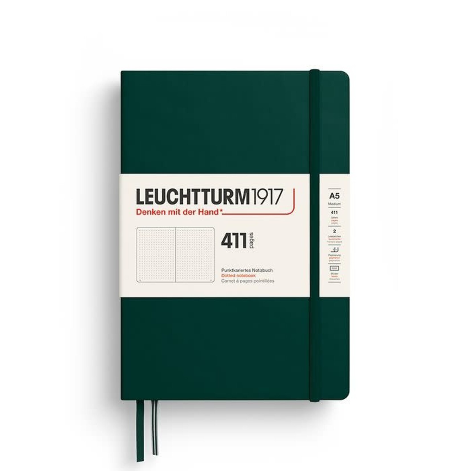 Leuchtturm Leuchtturm1917 A5 Hardcover 411 Notebook - Forest Green, Dotted