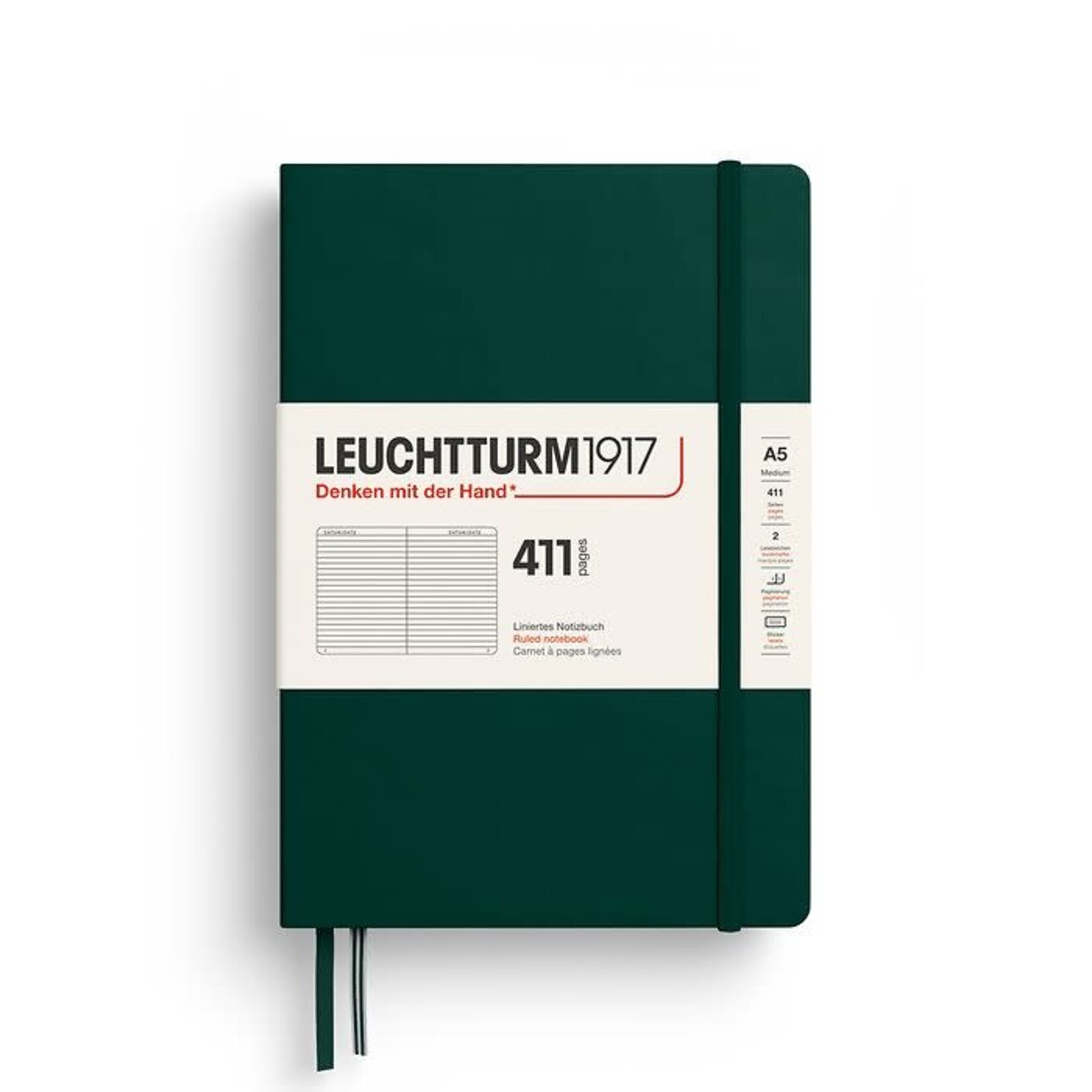 Leuchtturm Leuchtturm A5 Hardcover 411 Notebook, Forest Green, Ruled