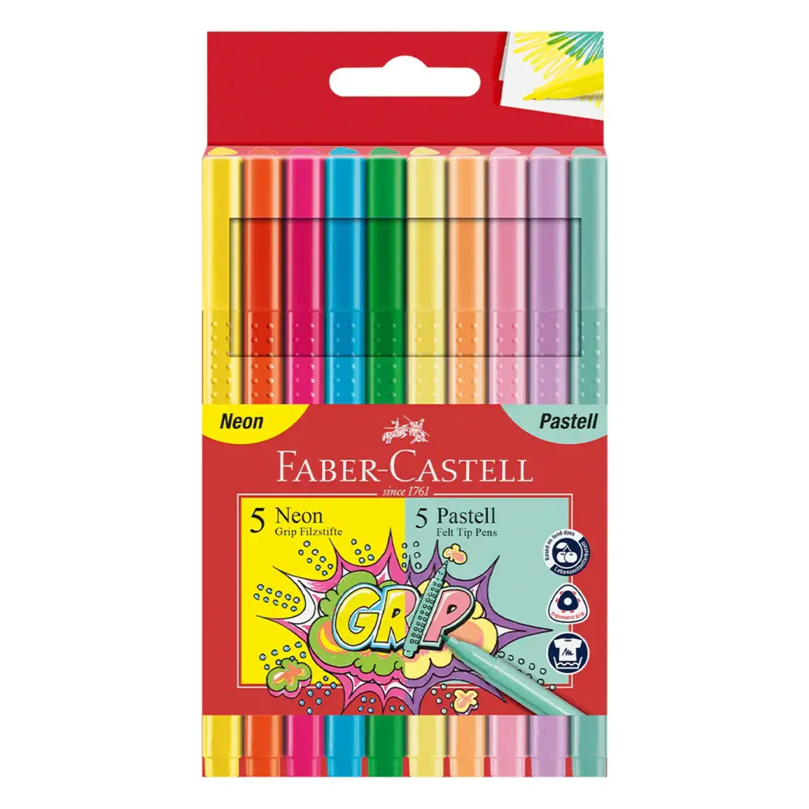 Faber-Castell Grip Felt Markers Pastel/Neon (set of 10)