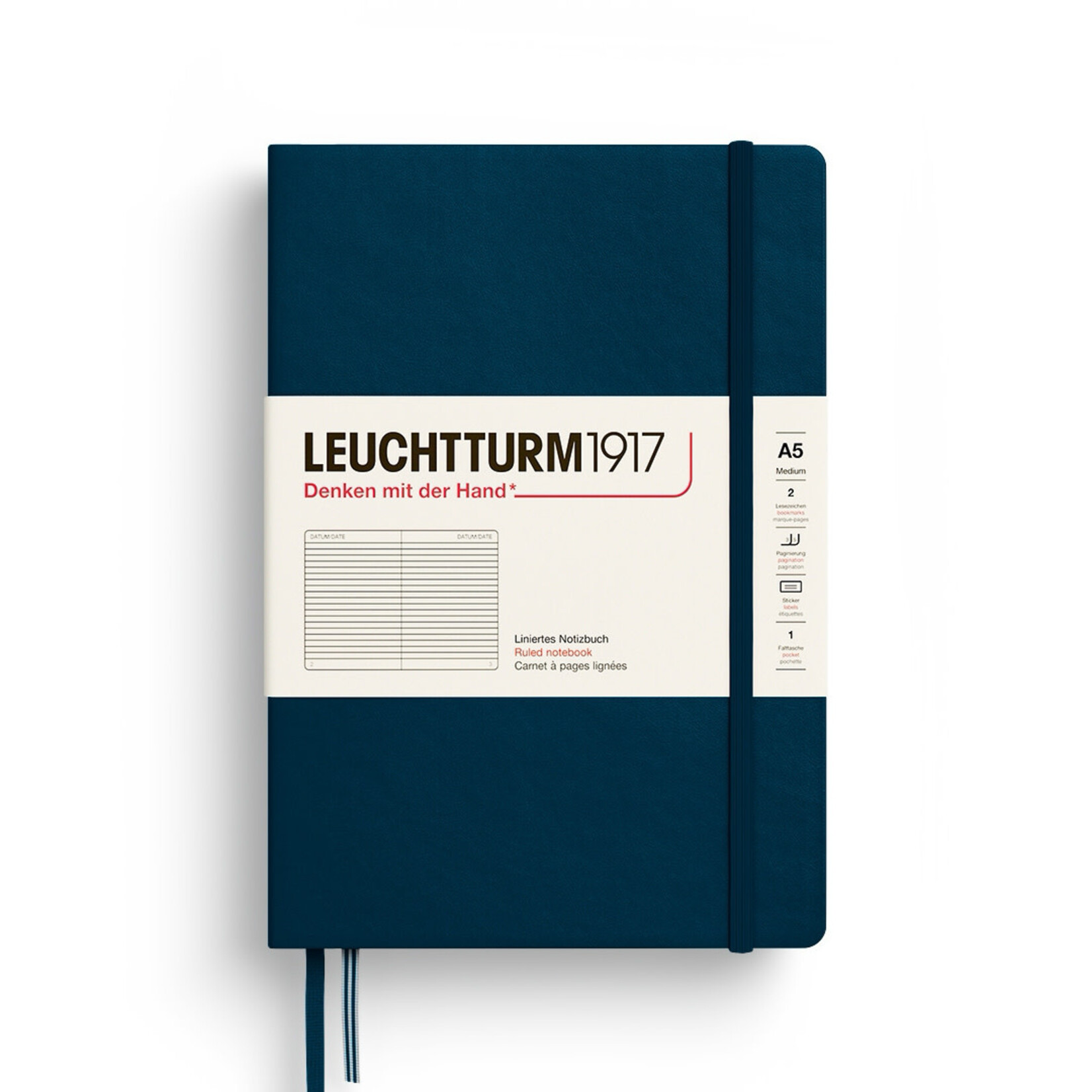 Leuchtturm Leuchtturm1917 Notebook, Medium (A5), Hardcover - Deep Sea, Ruled