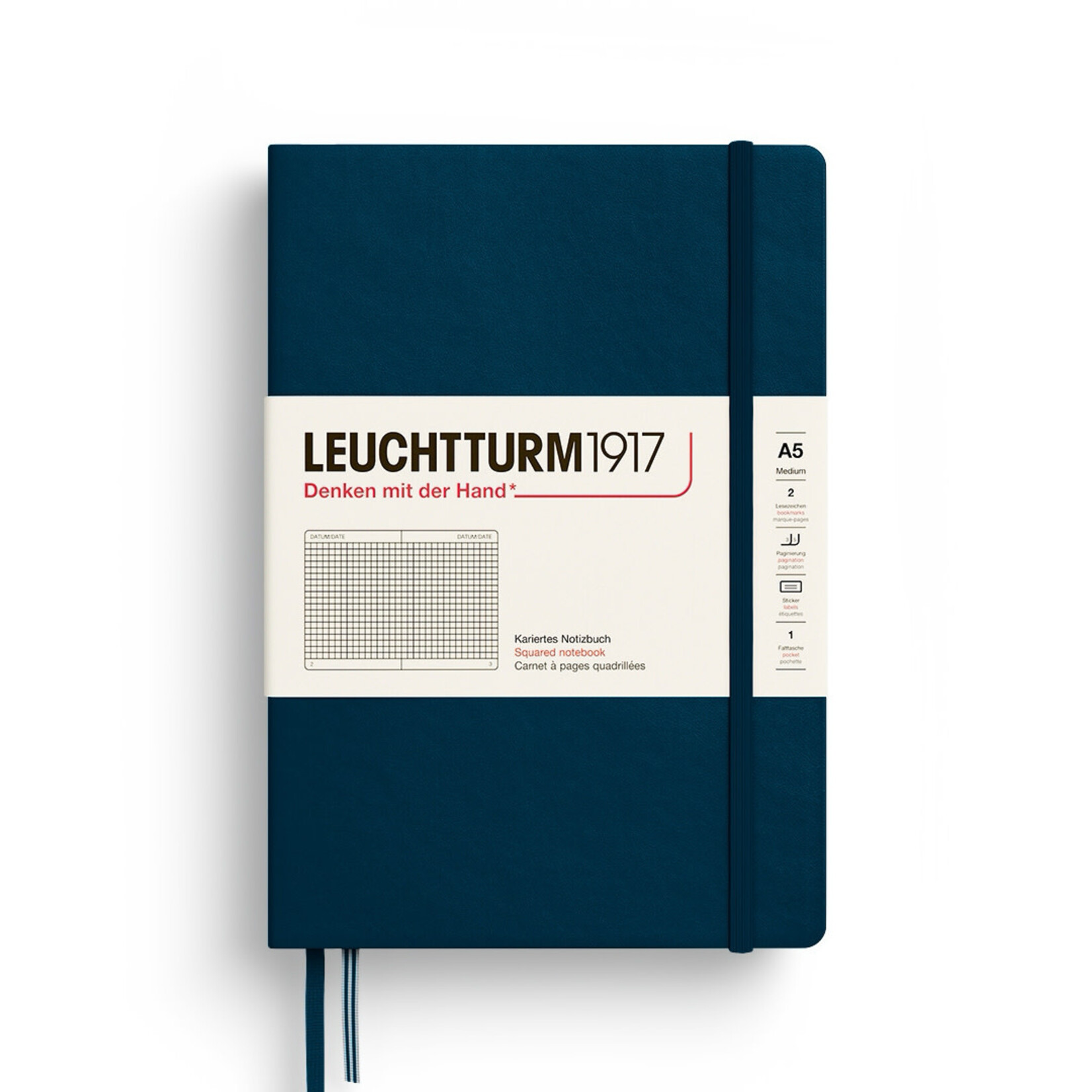Leuchtturm Leuchtturm A5 Hardcover Notebook, Deep Sea, Squared