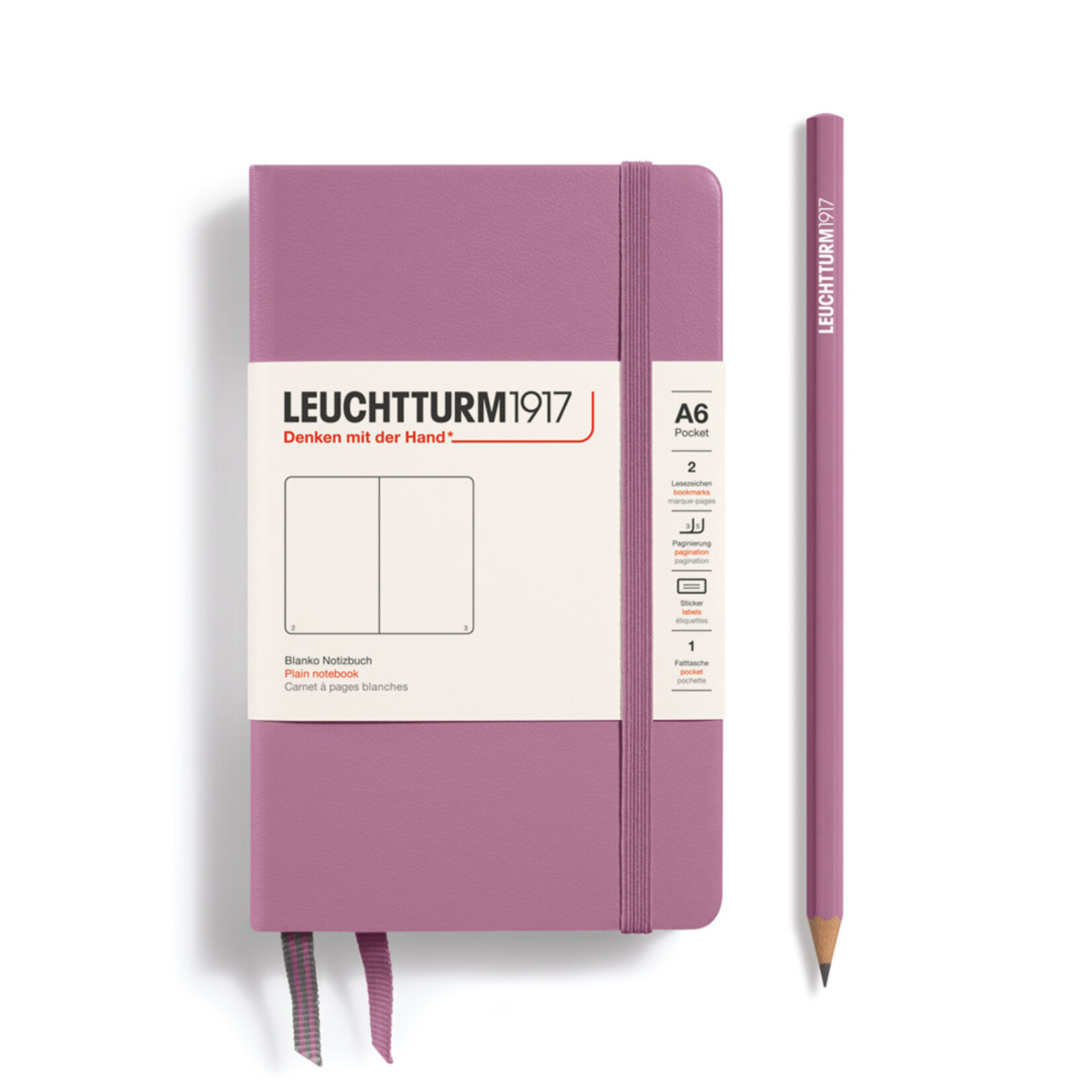 Leuchtturm Leuchtturm Plain Pocket Hardcover Notebook, Dusty Rose