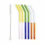 MoMA Two-Tone Borosilicate Glass Straws - Set of 6