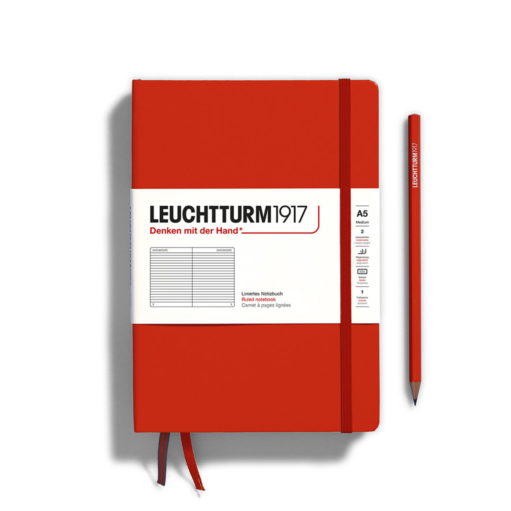 Leuchtturm Leuchtturm1917 Notebook, Medium (A5), Hardcover - Fox Red, Ruled