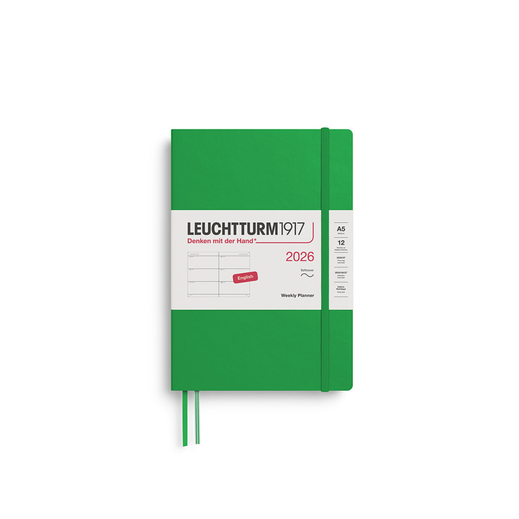 Leuchtturm Leuchtturm Weekly Planner 2026, A5, Softcover - Spring Leaf