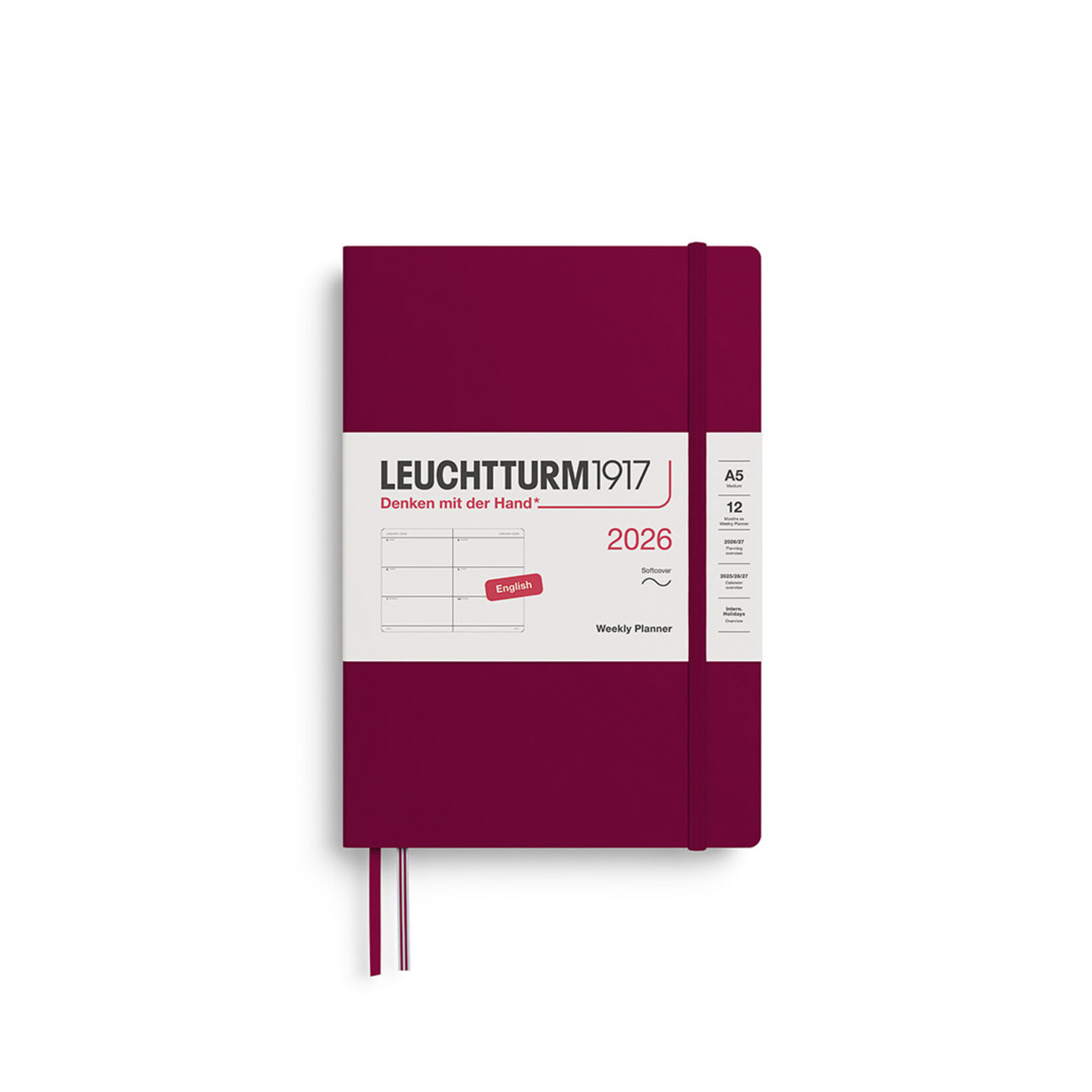 Leuchtturm Leuchtturm1917 Weekly Planner 2026, A5, Softcover, Port Red