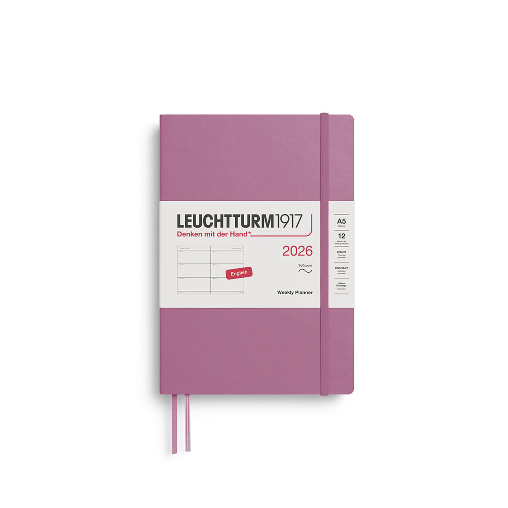 Leuchtturm Leuchtturm1917 Weekly Planner 2026, A5, Softcover, Dusty Rose