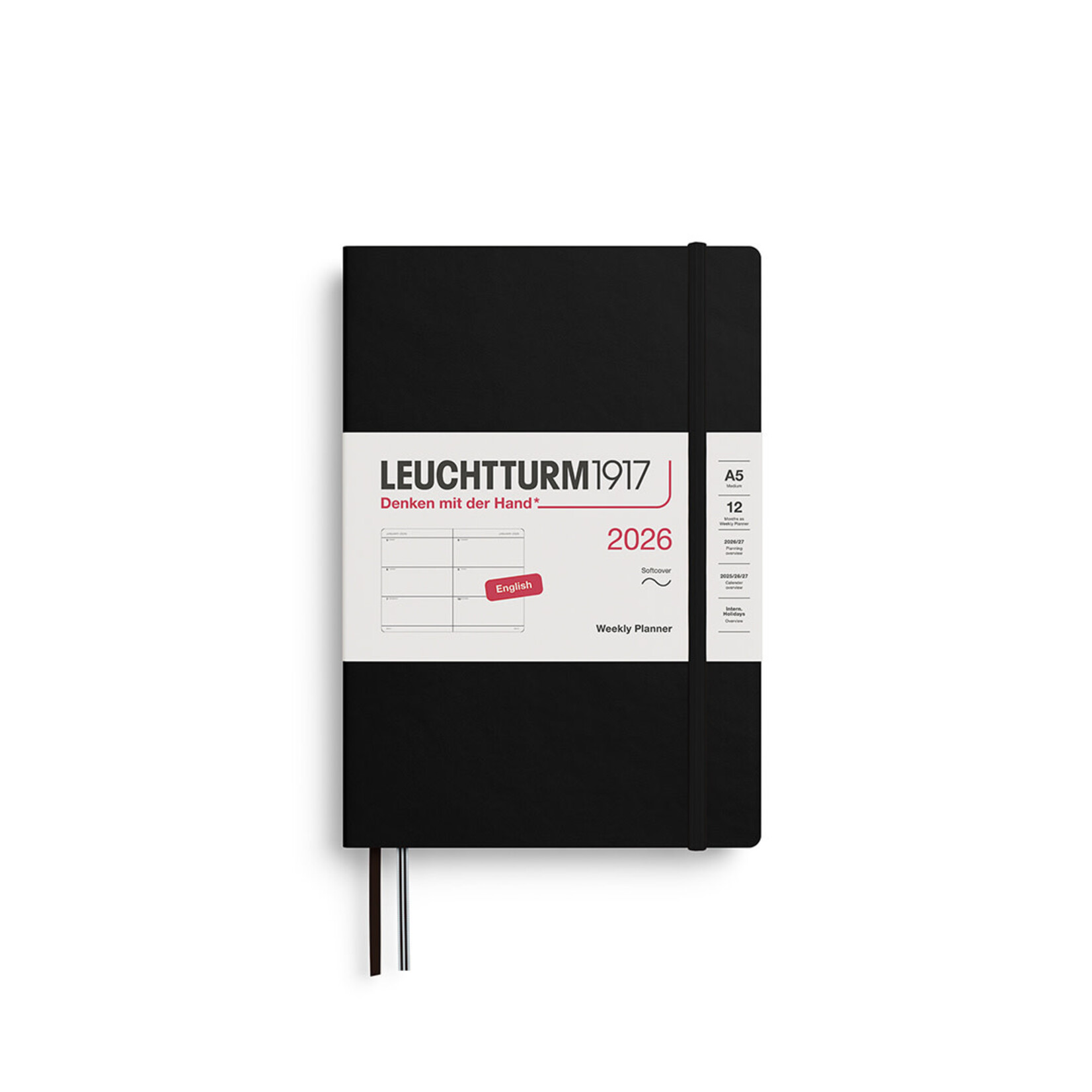 Leuchtturm Leuchtturm1917 Weekly Planner 2026, A5, Softcover, Black